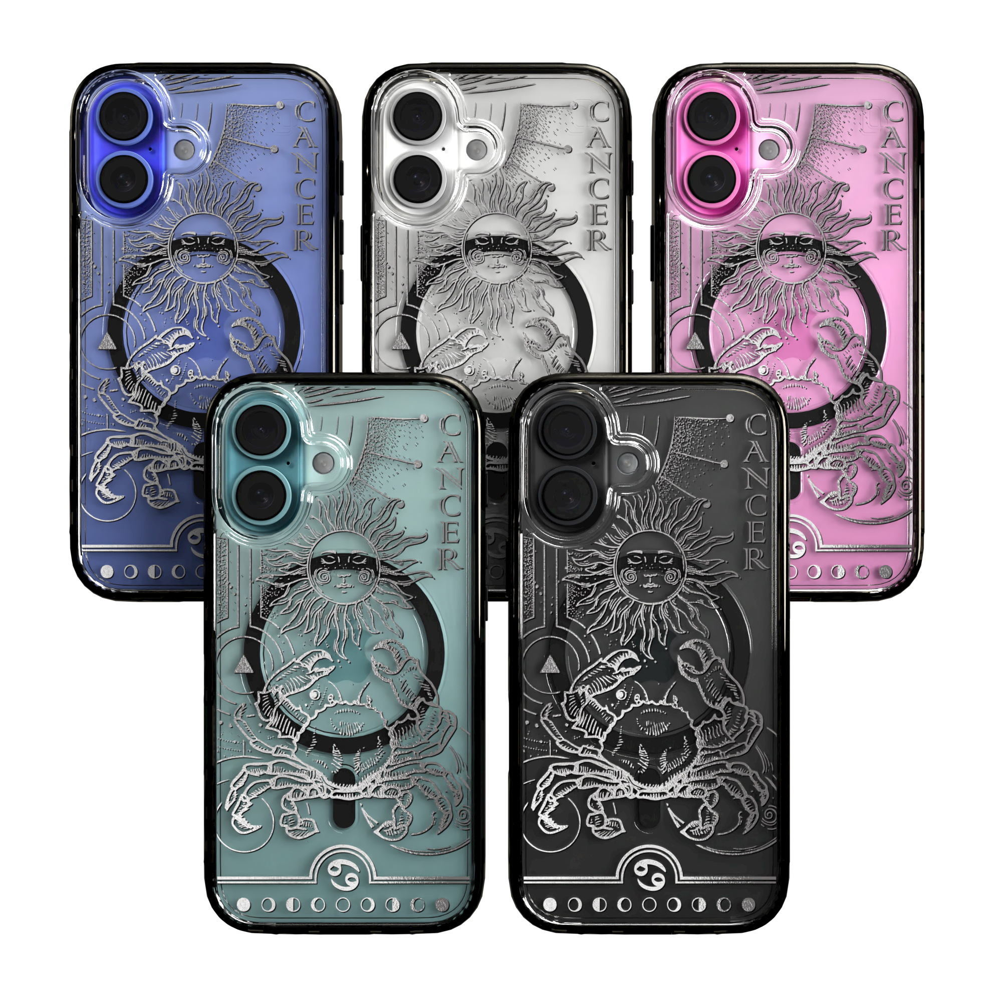 iPhone 16 Series | MagSafe | Zodiac Collection | Cancer Cancer Silver / iPhone 16 / Black