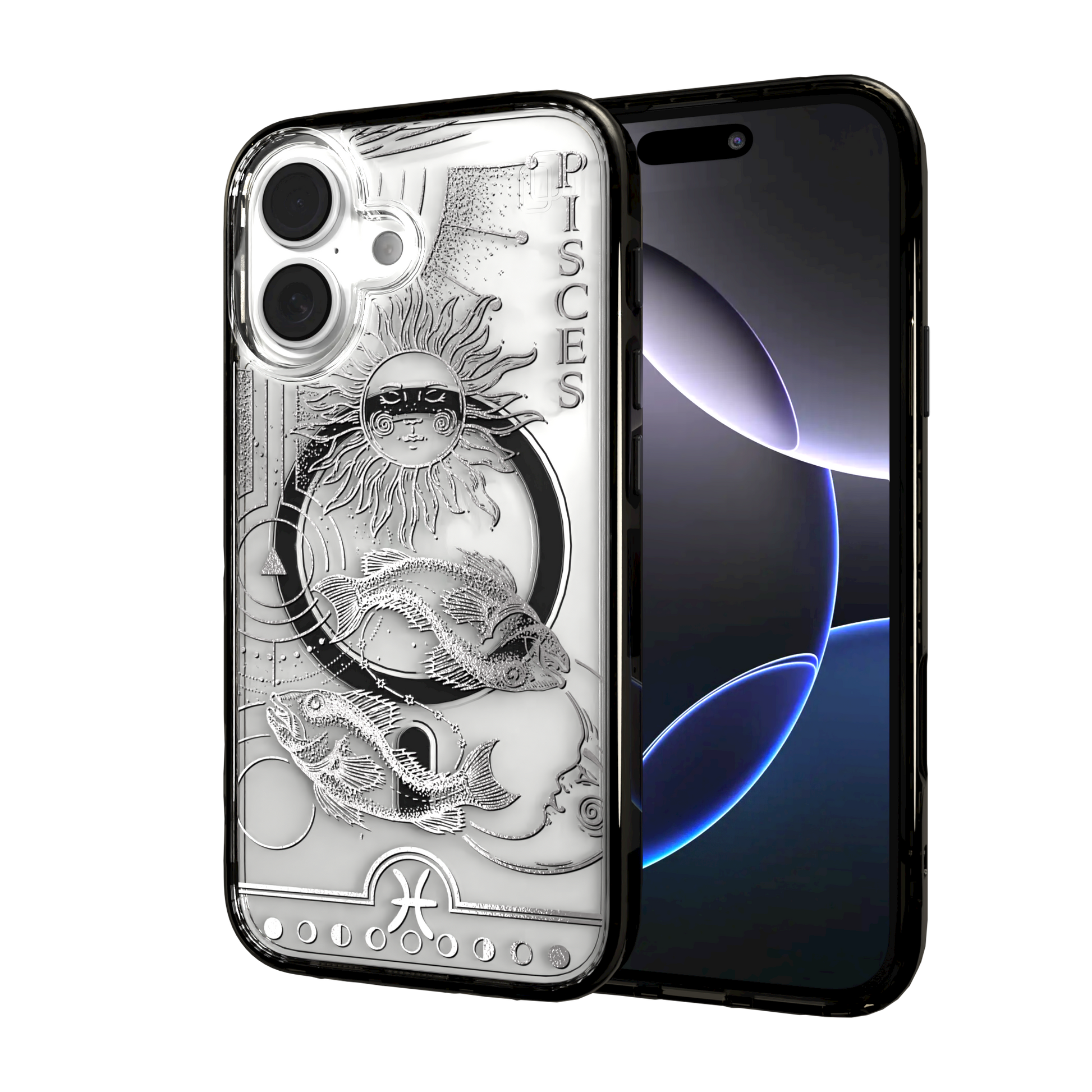 iPhone 16 Series | MagSafe | Zodiac Collection | Pisces Pisces Silver / iPhone 16 / Black