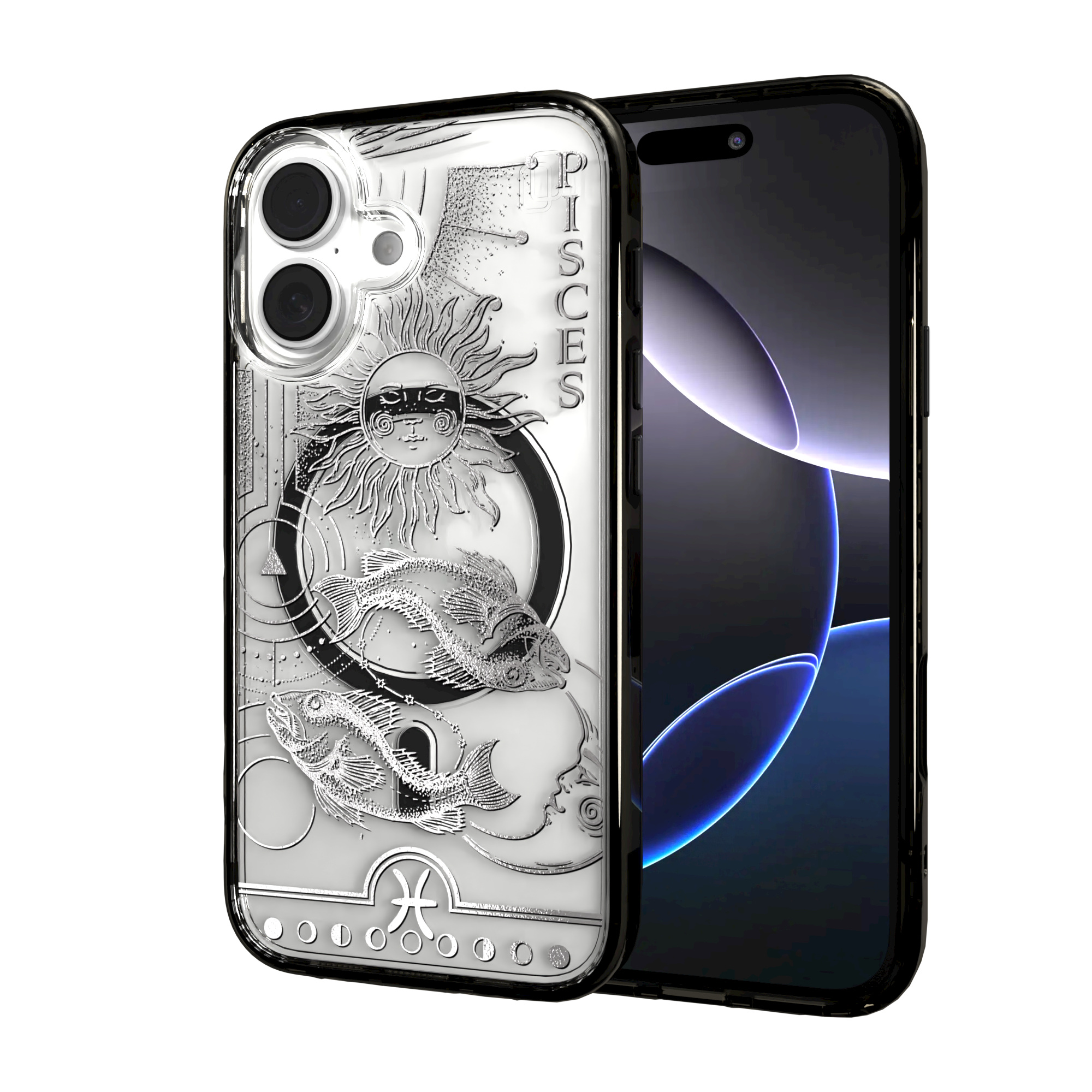 iPhone 16 Series | MagSafe | Zodiac Collection | Pisces Pisces Silver / iPhone 16 / Black