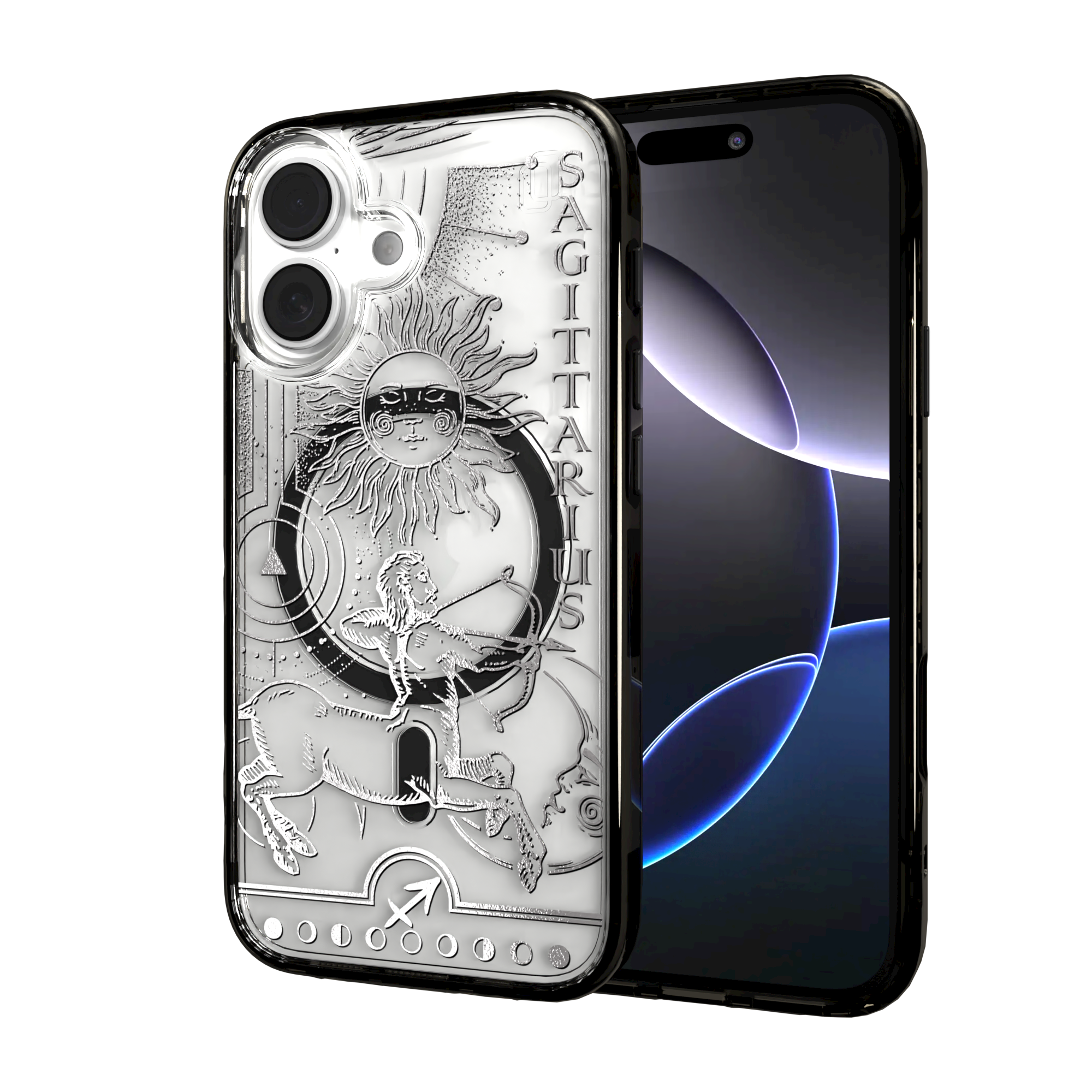 iPhone 16 Series | MagSafe | Zodiac Collection | Sagitarius Sagittarius Silver / iPhone 16 / Black