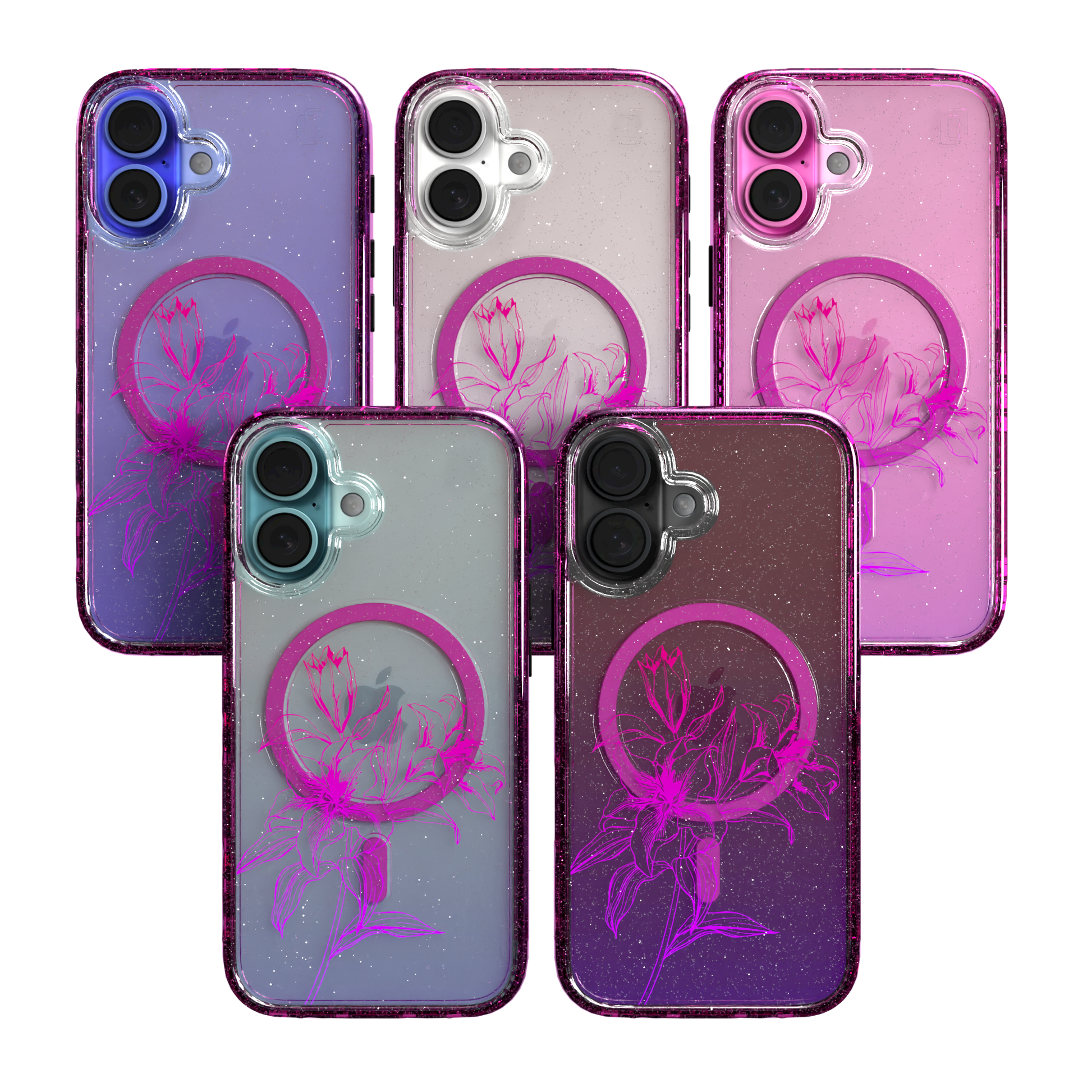iPhone 16 Series | MagSafe | Ombre Bouquet Case Collection | Pink & Purple Prism Pink Prism / iPhone 16 / Red