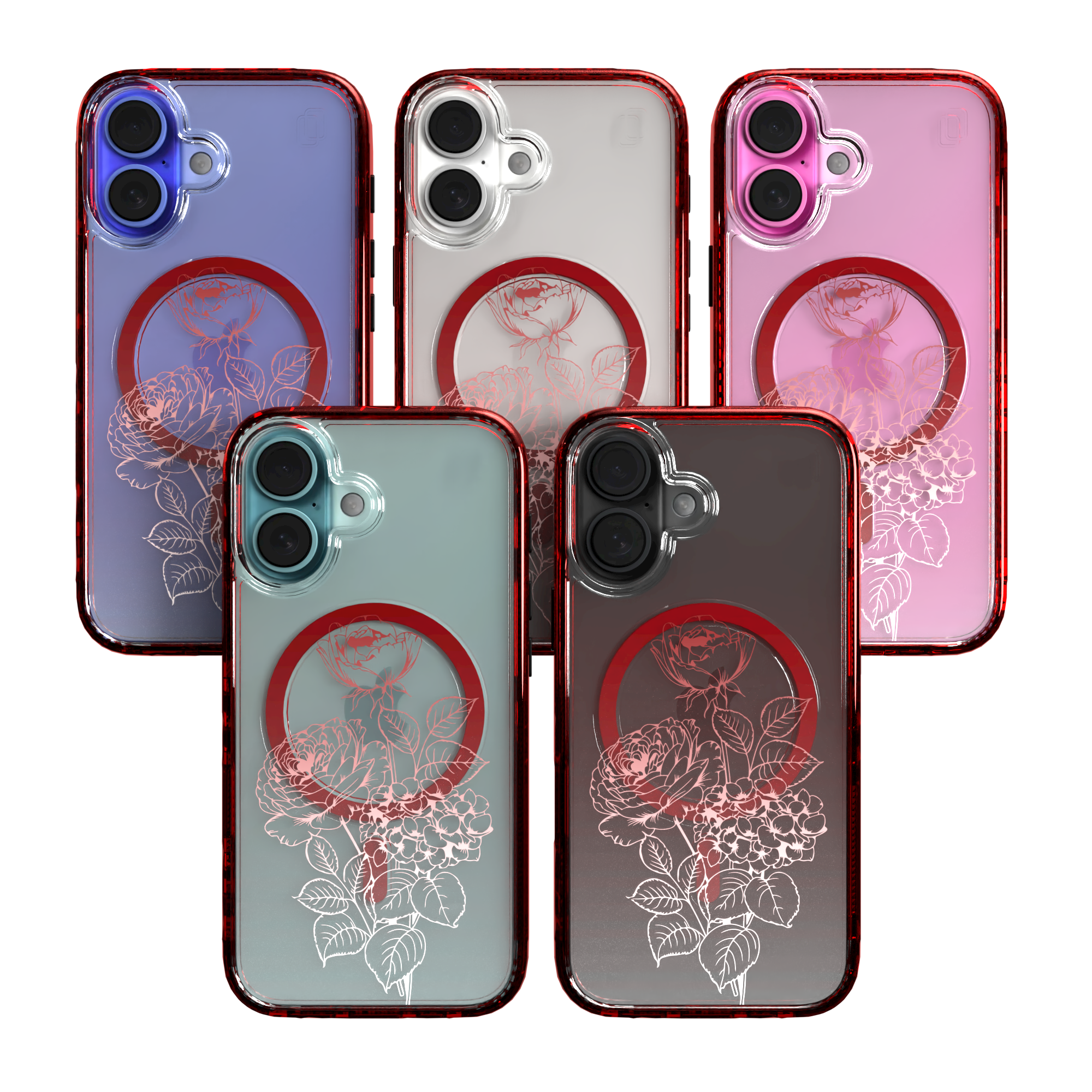 iPhone 16 Series | MagSafe | Ombre Bouquet Case Collection | Red Rosewood Radience