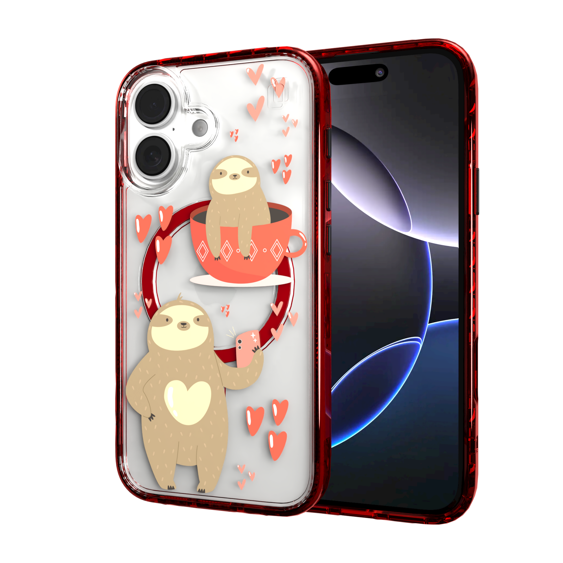 iPhone 16 Series | MagSafe | Sloth Case Collection | Sloths In Love Sloth Haven / iPhone 16 / Red