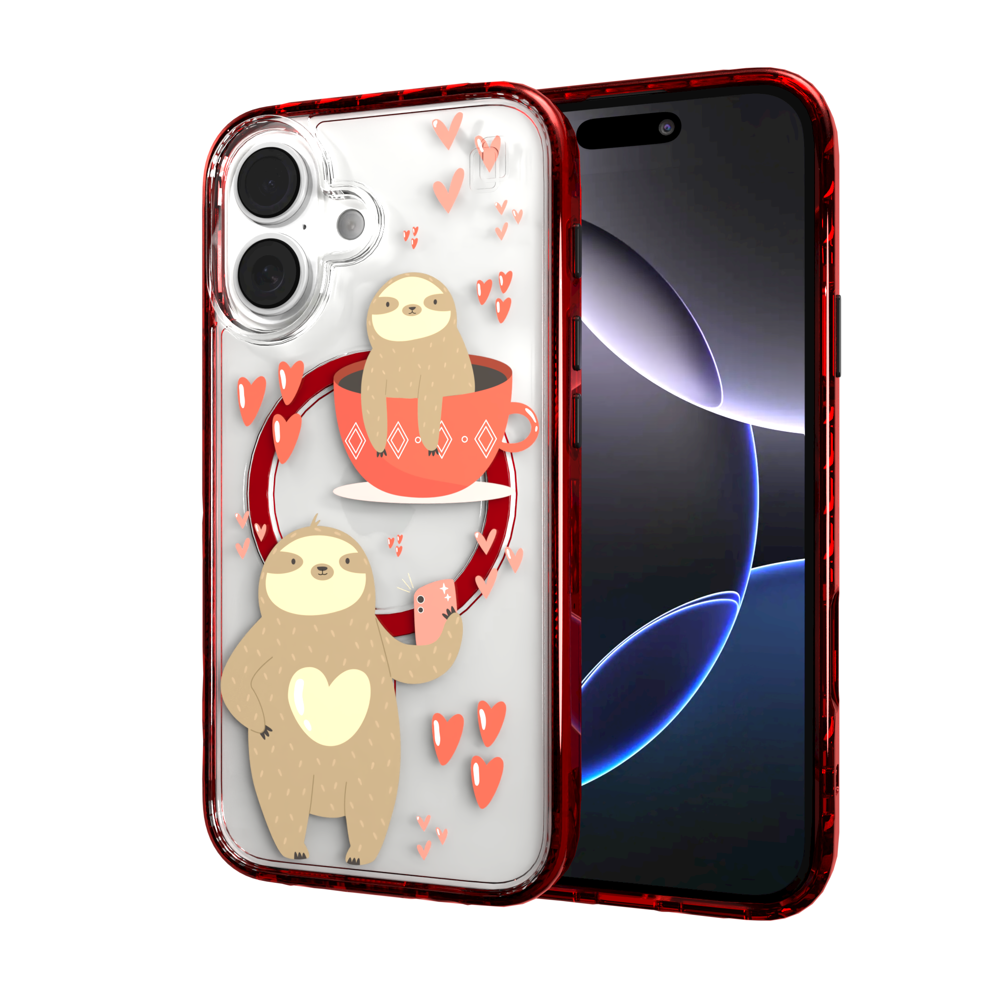 iPhone 16 Series | MagSafe | Sloth Case Collection | Sloths In Love Sloth Haven / iPhone 16 / Red