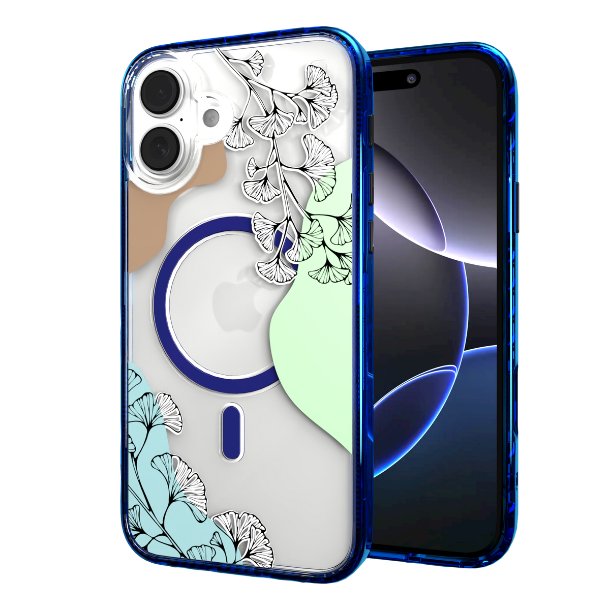 iPhone 16 Series | MagSafe | Botanical Fusion Abstract Case | Green Spring Fields Spring / iPhone 16 Plus / Blue