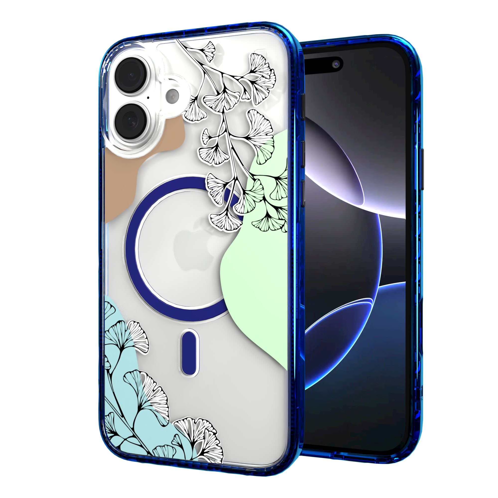 iPhone 16 Series | MagSafe | Botanical Fusion Abstract Case | Green Spring Fields Spring / iPhone 16 Plus / Blue