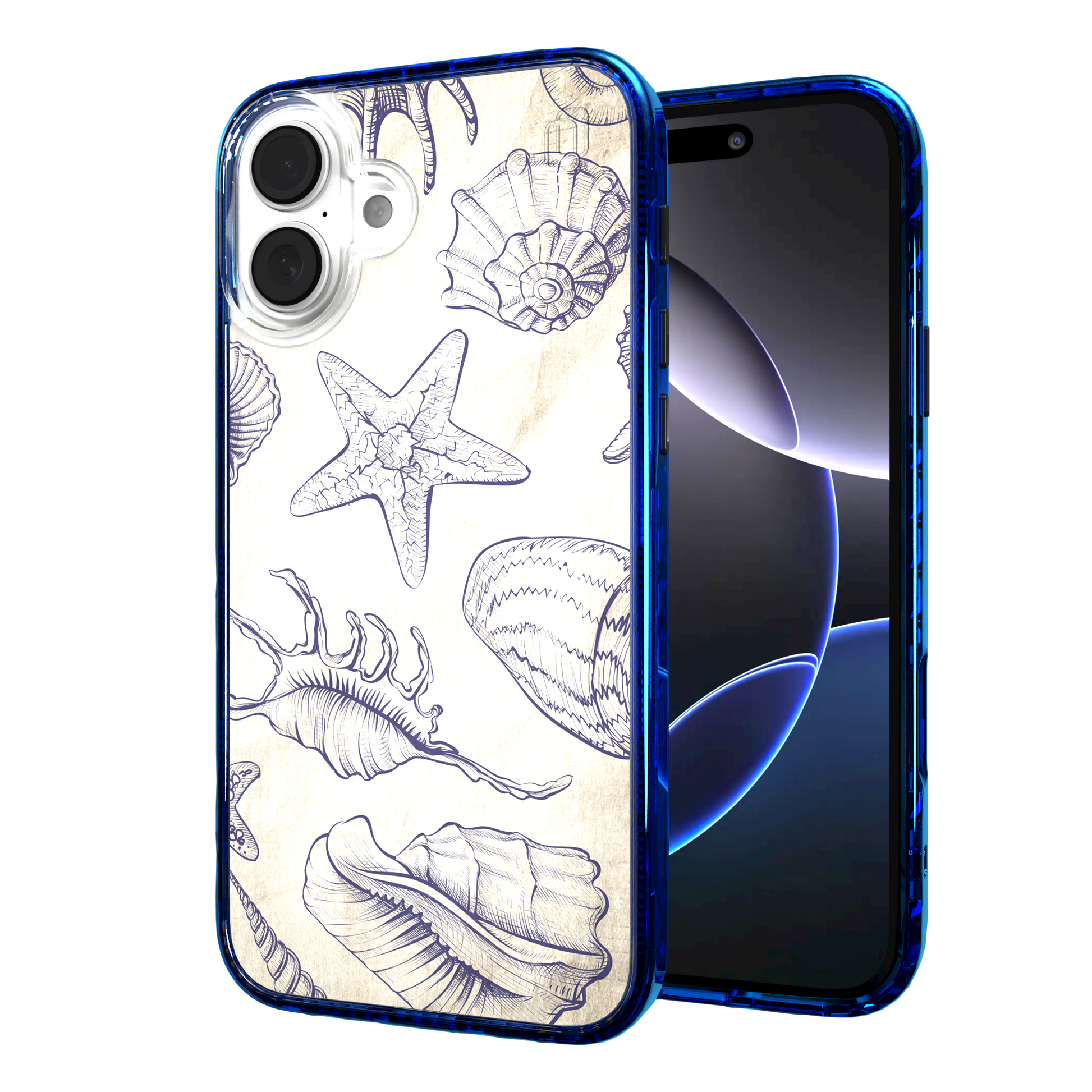 iPhone 16 Series | MagSafe | Coastal Case Collection | Seashells Sketches Coastal Seashell / iPhone 16 Plus / Blue