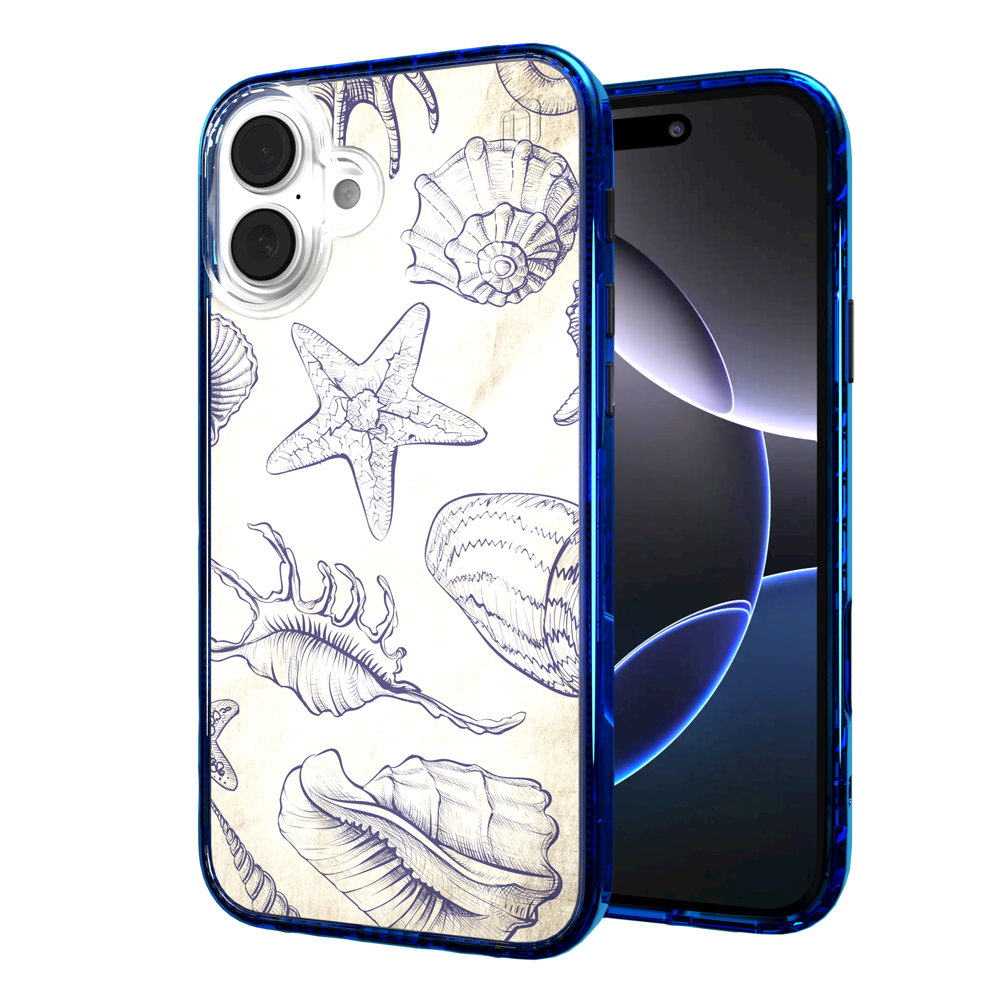 iPhone 16 Series | MagSafe | Coastal Case Collection | Seashells Sketches Coastal Seashell / iPhone 16 Plus / Blue