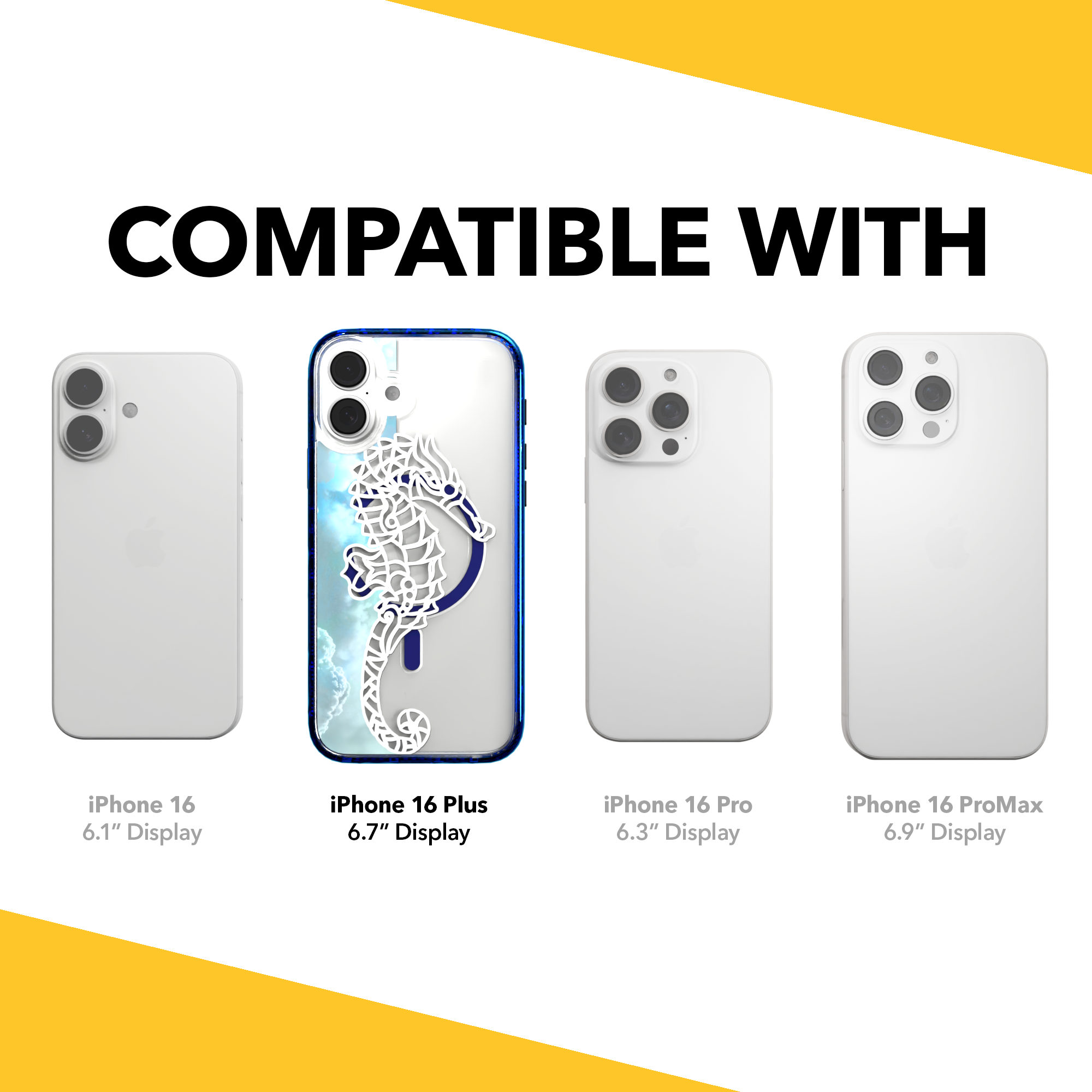 iPhone 16 Series | MagSafe | Coastal Case Collection | White & Teal Seahorse Seahorse / iPhone 16 Plus / Blue