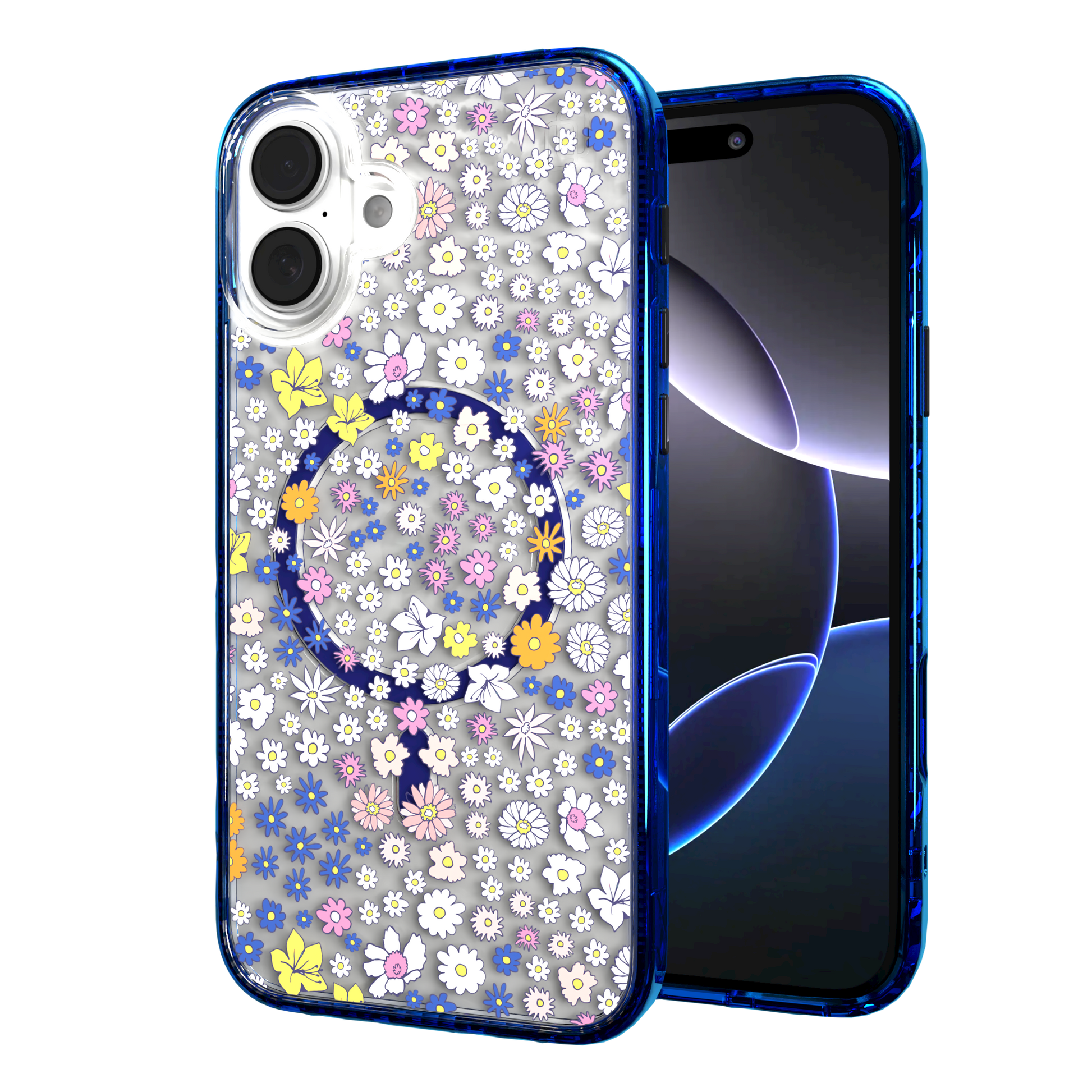 iPhone 16 Series | MagSafe | Flower Case Collection | Sketched Wild Blossoms Wild Blossom / iPhone 16 Plus / Blue