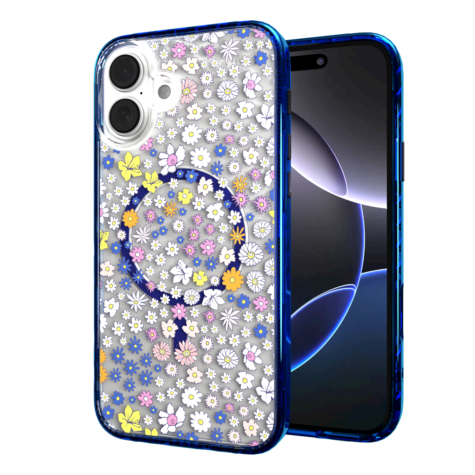 iPhone 16 Series | MagSafe | Flower Case Collection | Sketched Wild Blossoms Wild Blossom / iPhone 16 Plus / Blue