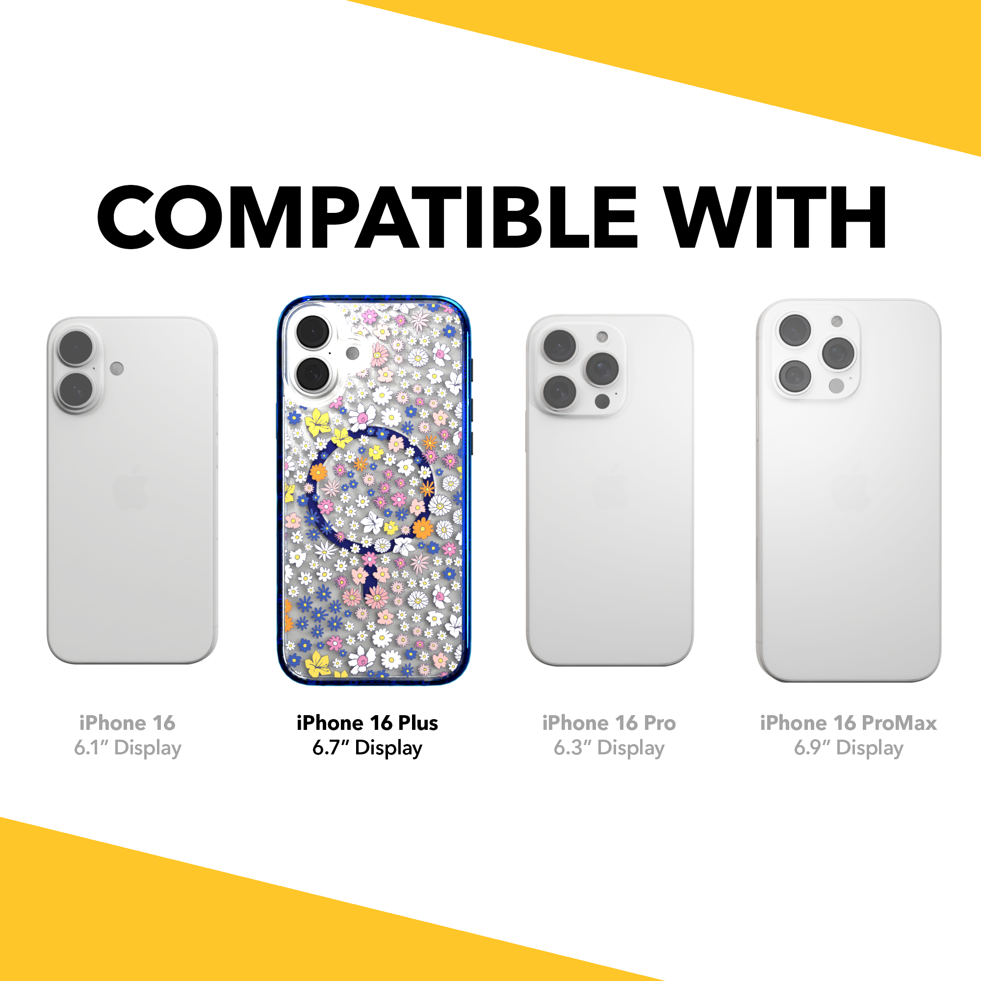 iPhone 16 Series | MagSafe | Flower Case Collection | Sketched Wild Blossoms Wild Blossom / iPhone 16 Plus / Blue