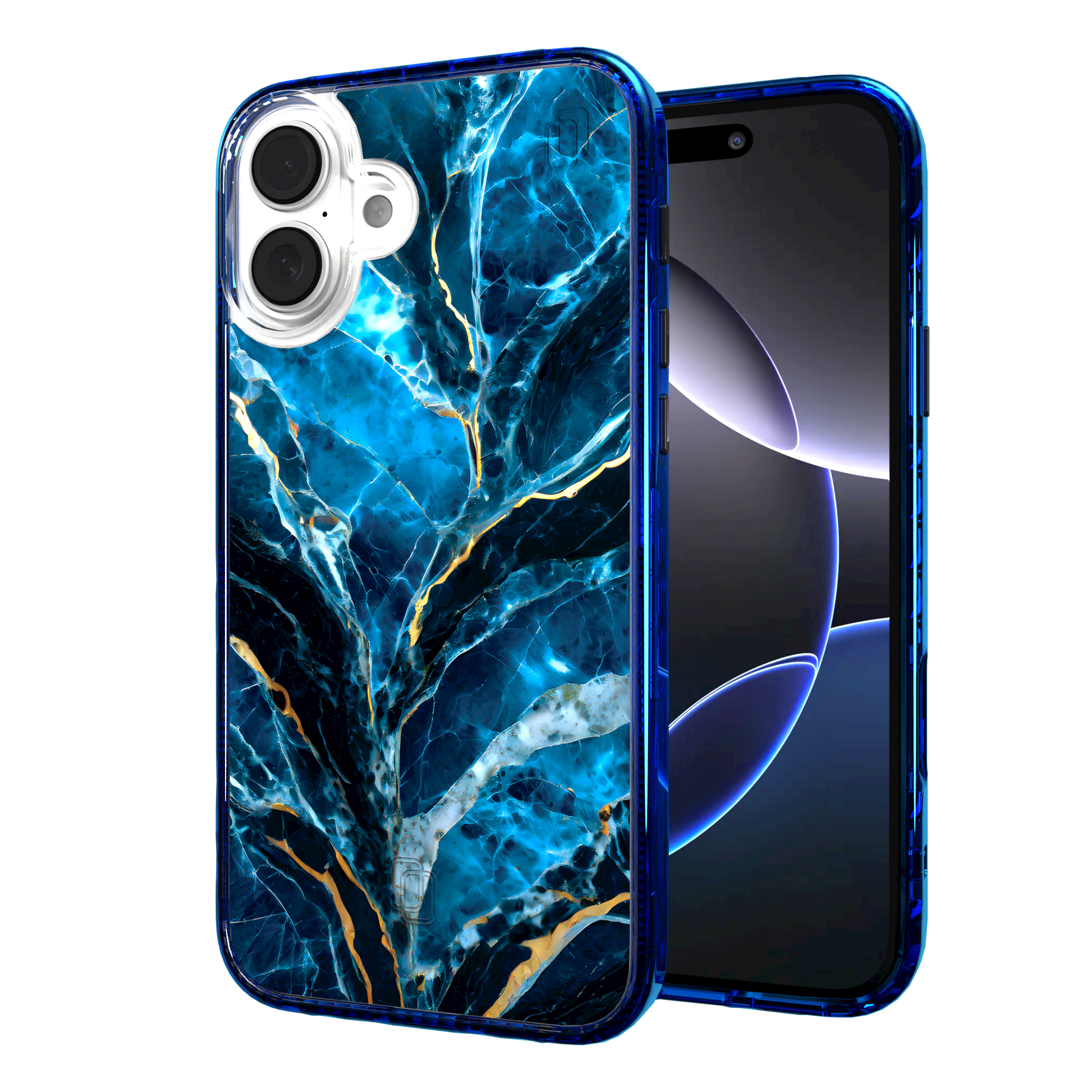 iPhone 16 Series | MagSafe | Stone Beauty Case Collection | Deep Sea Blue & Gold Marble Deep Sea / iPhone 16 Plus / Blue
