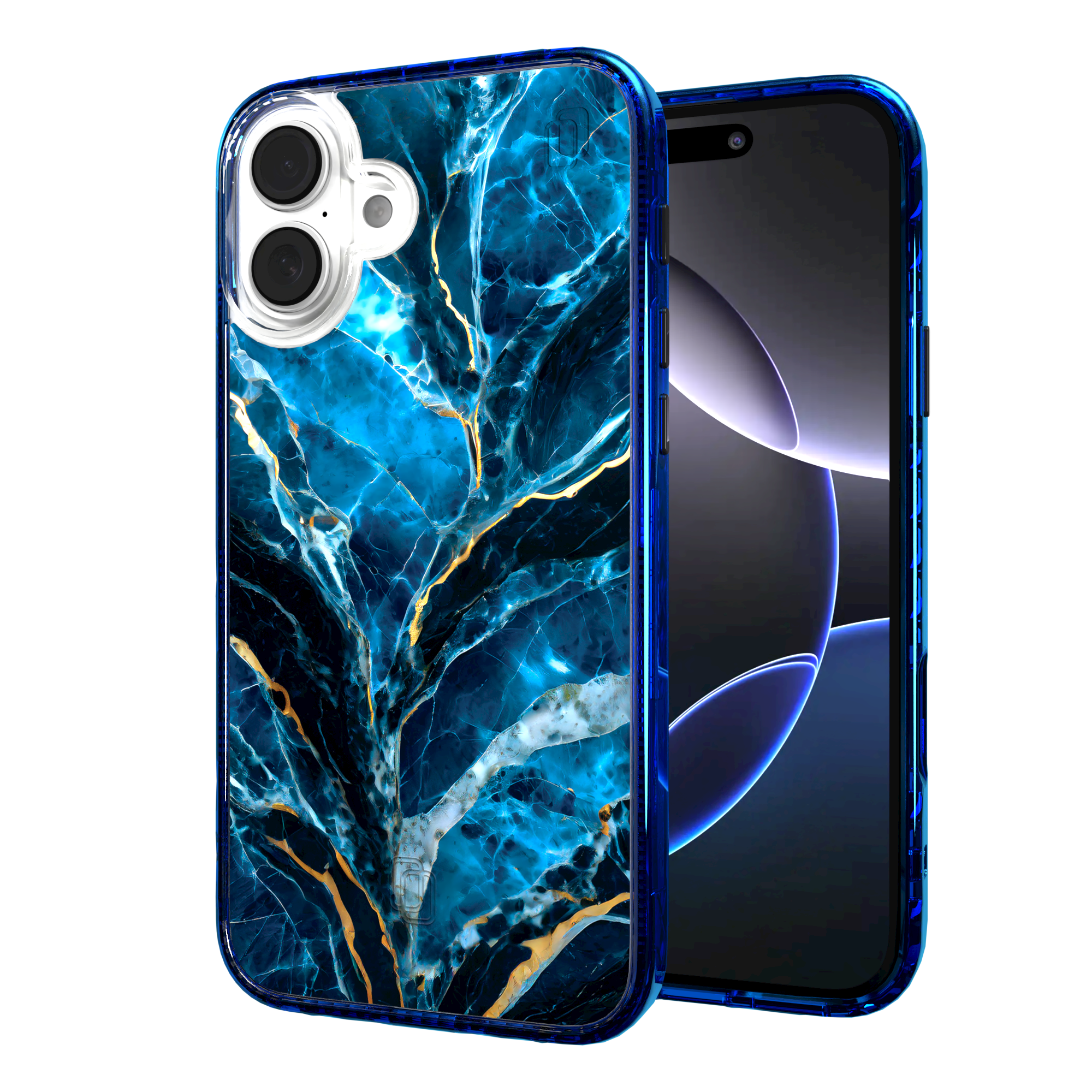 iPhone 16 Series | MagSafe | Stone Beauty Case Collection | Deep Sea Blue & Gold Marble Deep Sea / iPhone 16 Plus / Blue