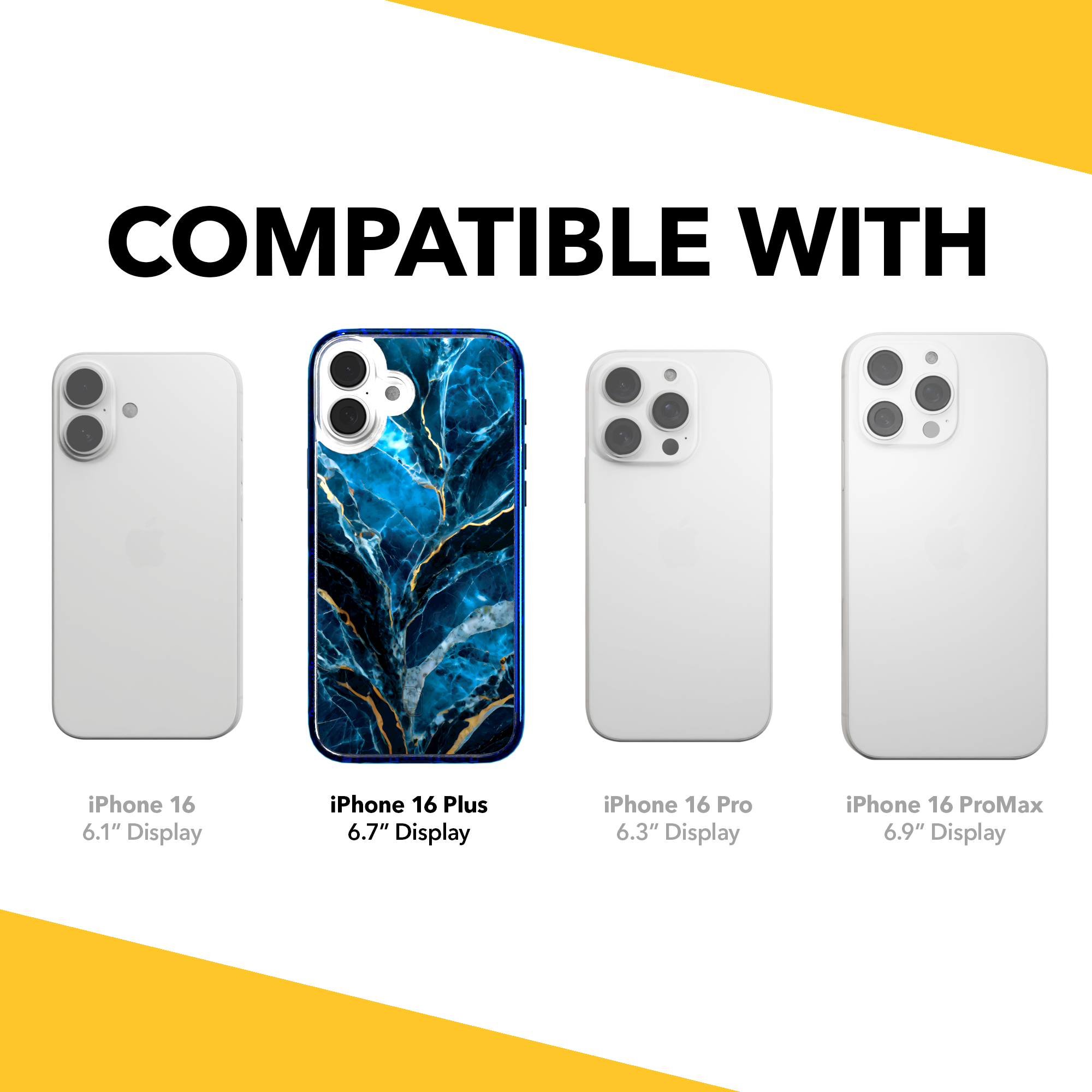 iPhone 16 Series | MagSafe | Stone Beauty Case Collection | Deep Sea Blue & Gold Marble Deep Sea / iPhone 16 Plus / Blue