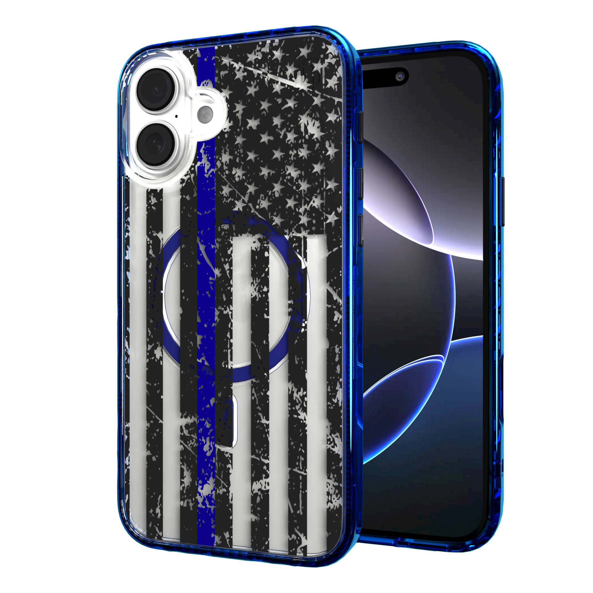 iPhone 16 Series | MagSafe | Red, White & Blue Case Collection | Thin Blue Line Blue Line / iPhone 16 Plus / Blue
