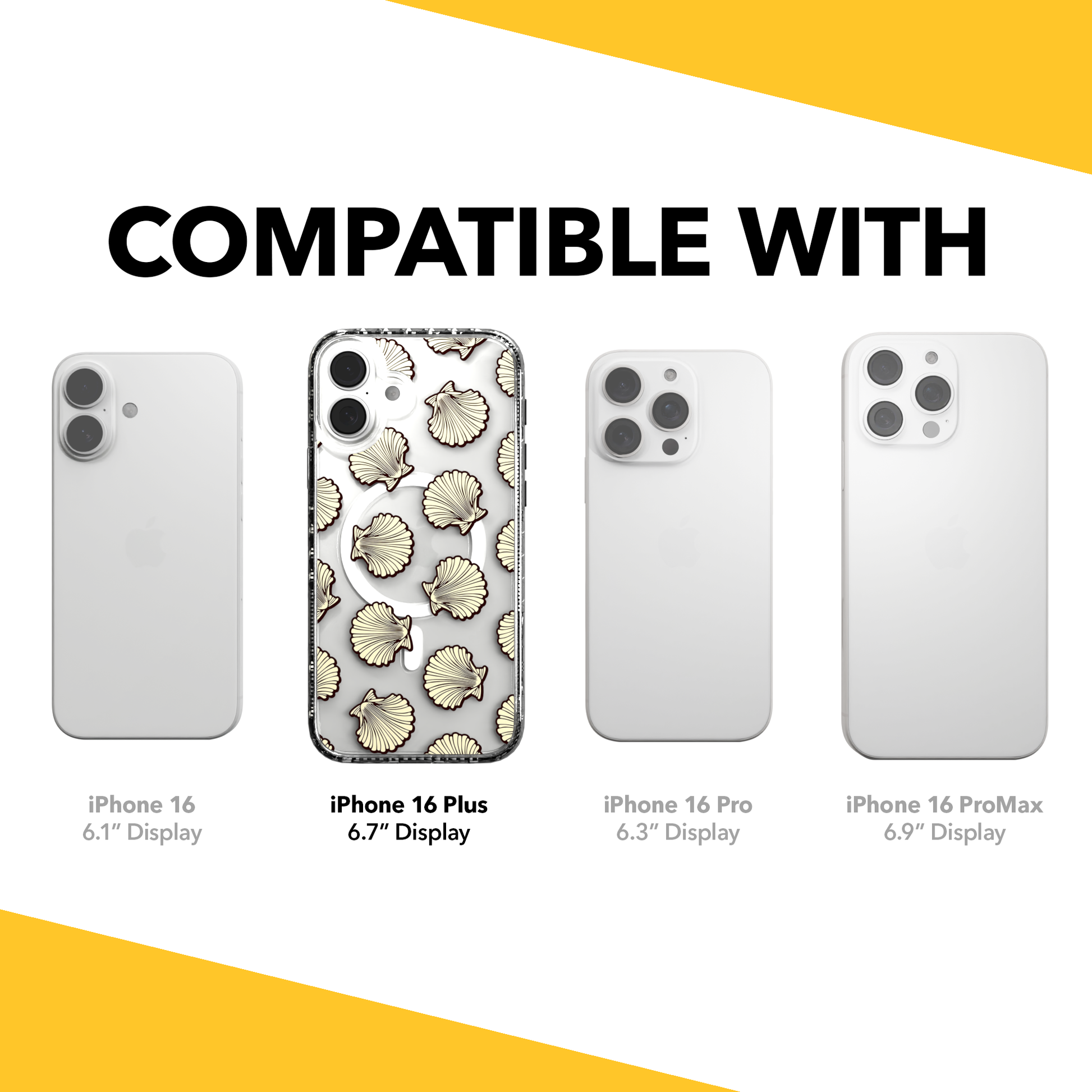 iPhone 16 Series | MagSafe | Coastal Case Collection | Seamless Seashells Ocean Seashell / iPhone 16 Plus / Clear