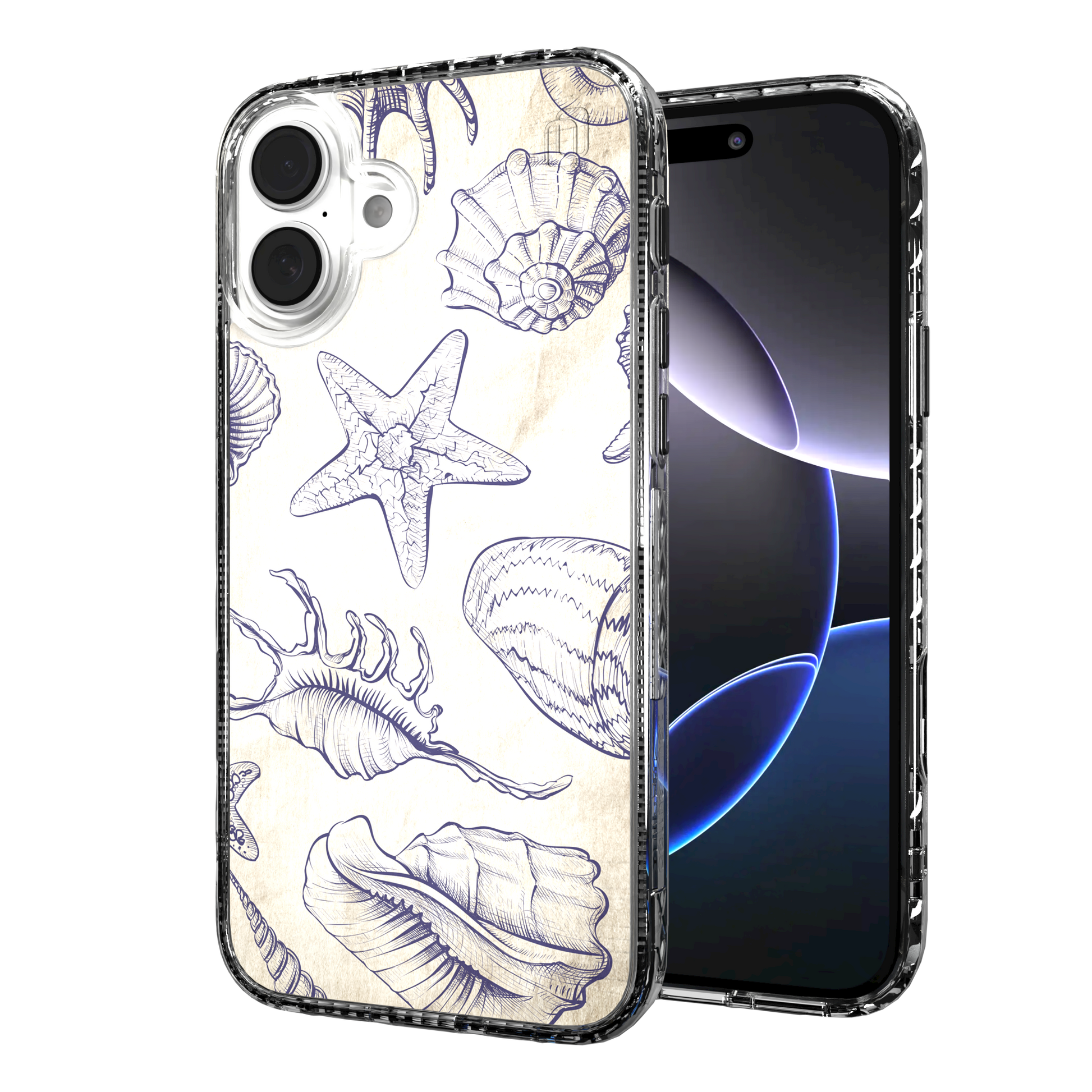 iPhone 16 Series | MagSafe | Coastal Case Collection | Seashells Sketches Coastal Seashell / iPhone 16 Plus / Clear