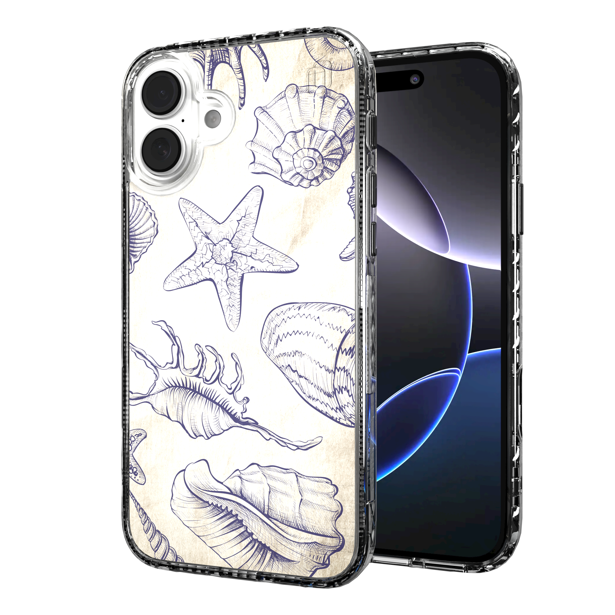 iPhone 16 Series | MagSafe | Coastal Case Collection | Seashells Sketches Coastal Seashell / iPhone 16 Plus / Clear