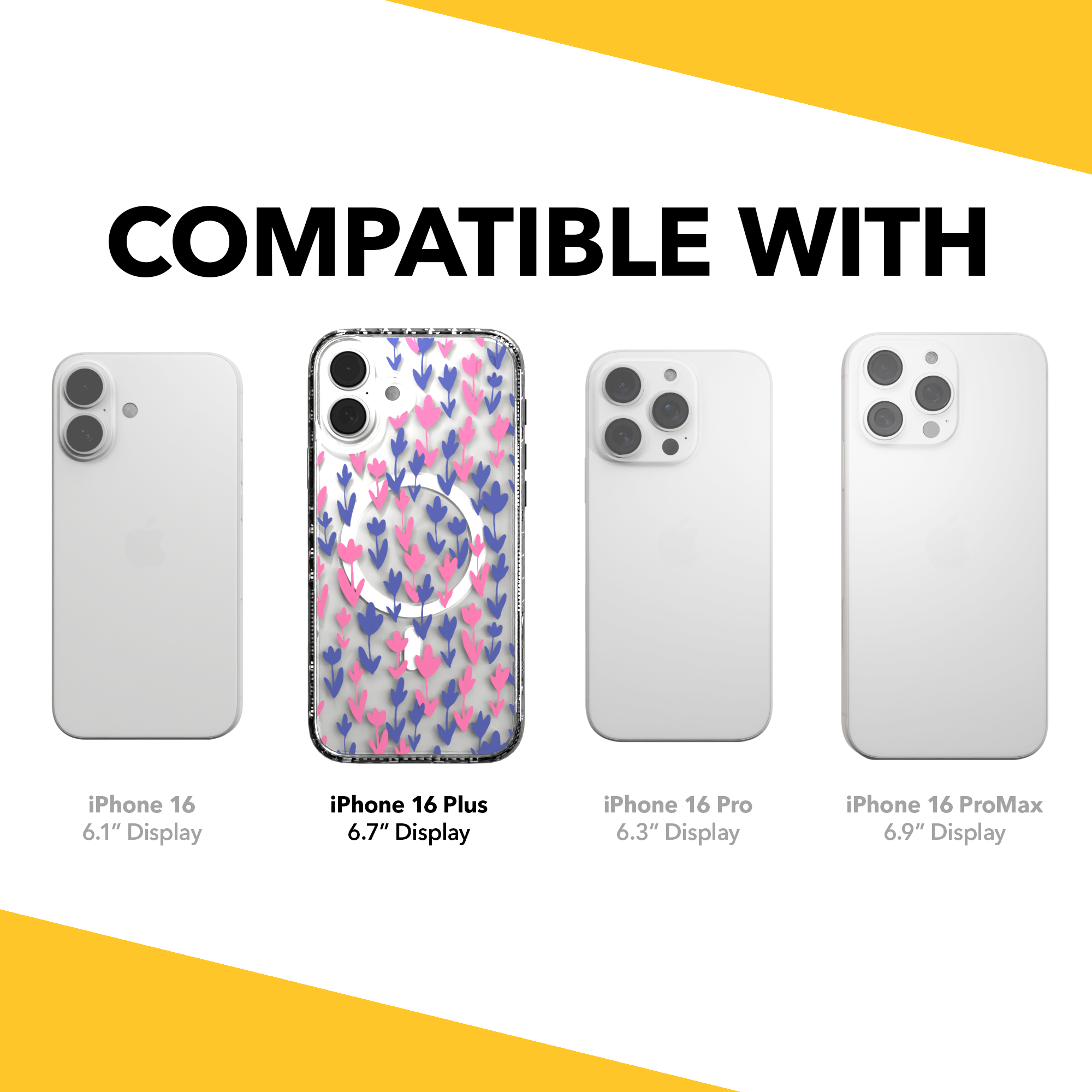 iPhone 16 Series | MagSafe | Flower Case Collection | Pink & Purple Pastel Blooms Pastel Bloom / iPhone 16 Plus / Clear
