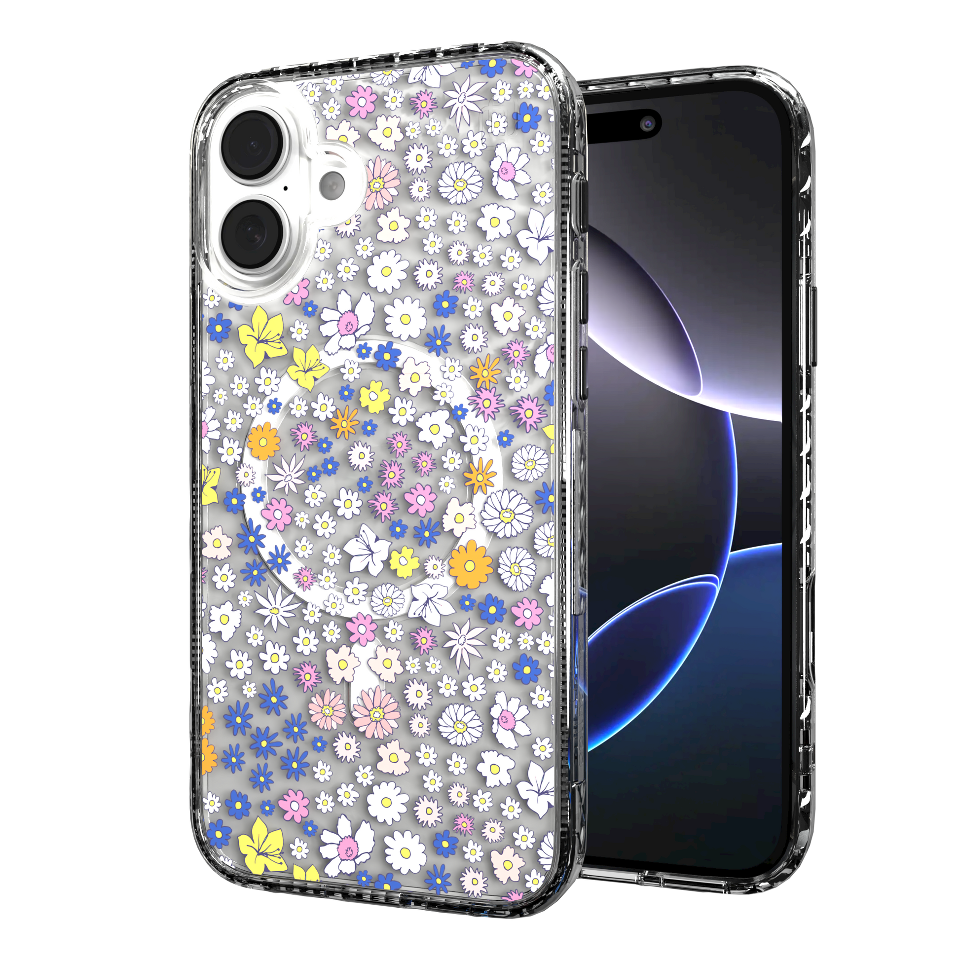iPhone 16 Series | MagSafe | Flower Case Collection | Sketched Wild Blossoms Wild Blossom / iPhone 16 Plus / Clear