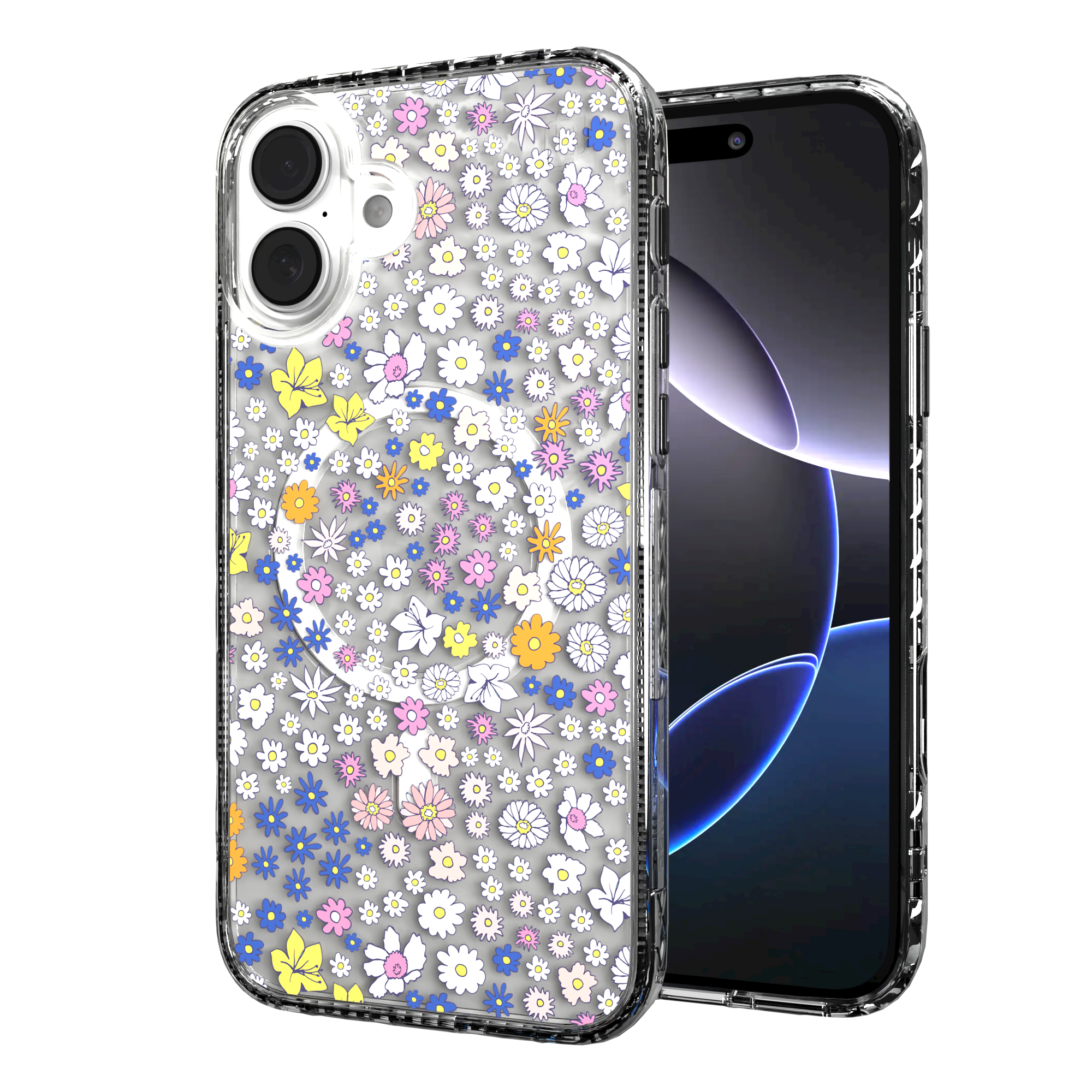 iPhone 16 Series | MagSafe | Flower Case Collection | Sketched Wild Blossoms Wild Blossom / iPhone 16 Plus / Clear