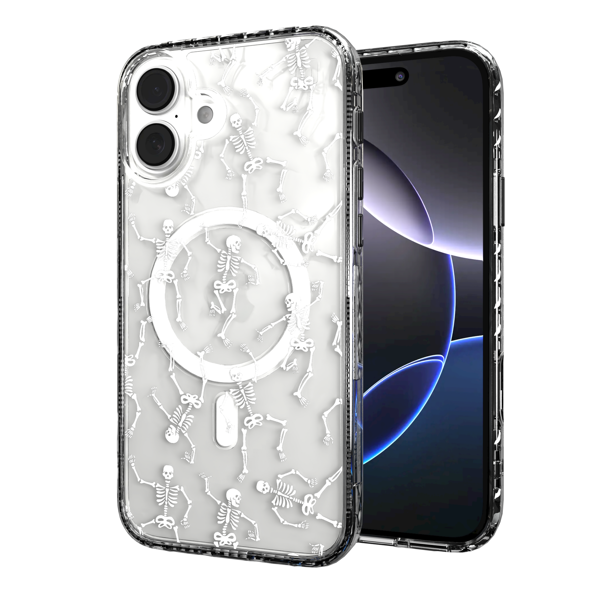 iPhone 16 Series | MagSafe | Halloween Case | Dancing Skeletons Dancing Skeletons / iPhone 16 Plus / Clear
