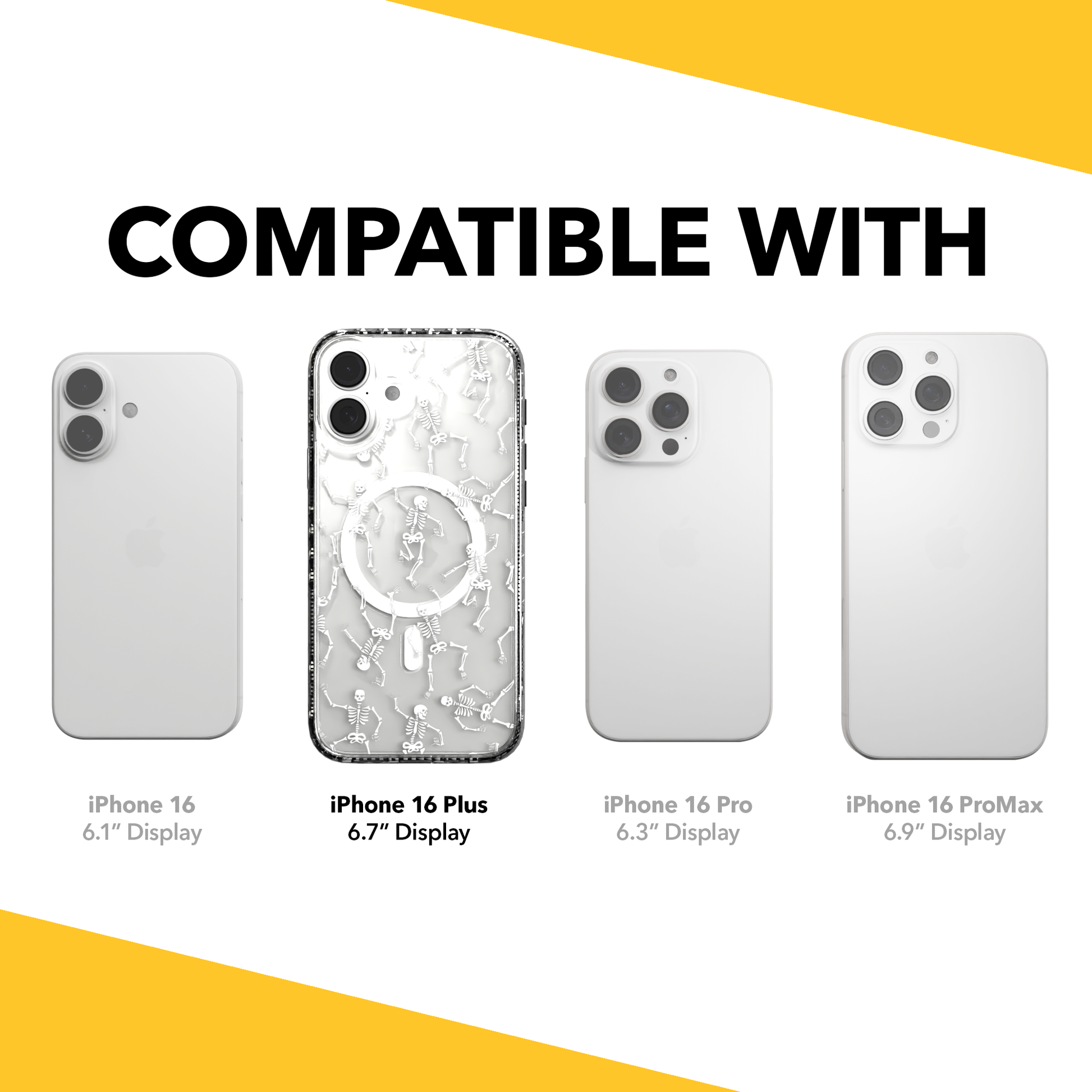 iPhone 16 Series | MagSafe | Halloween Case | Dancing Skeletons Dancing Skeletons / iPhone 16 Plus / Clear