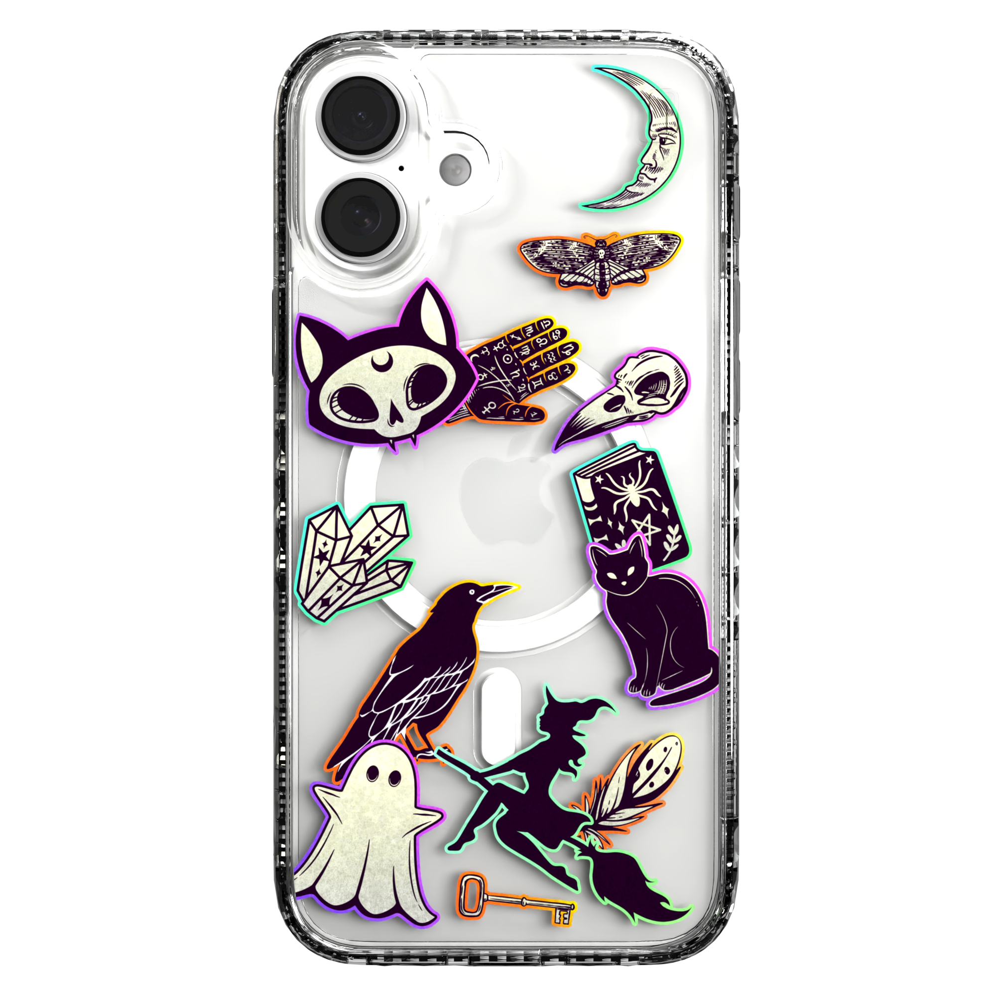 iPhone 16 Series | MagSafe | Halloween Case | Witchy Stickers Witchy Stickers / iPhone 16 Plus / Clear