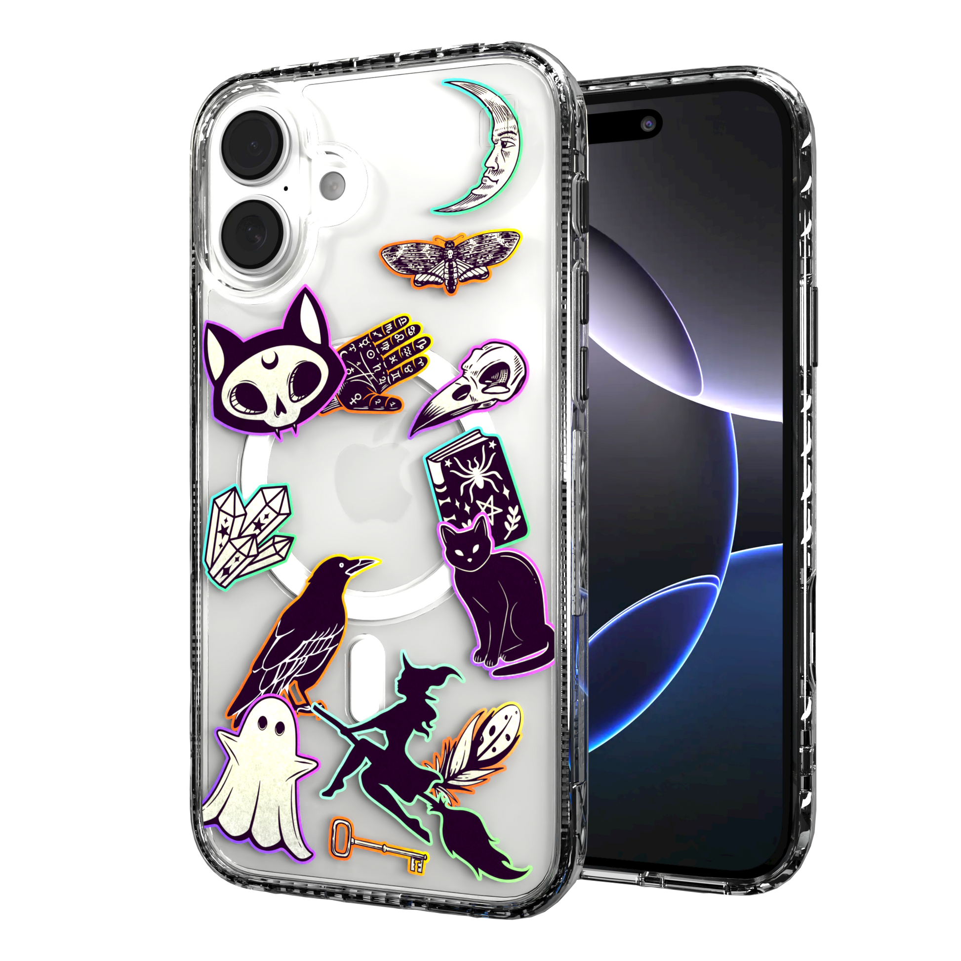 iPhone 16 Series | MagSafe | Halloween Case | Witchy Stickers Witchy Stickers / iPhone 16 Plus / Clear