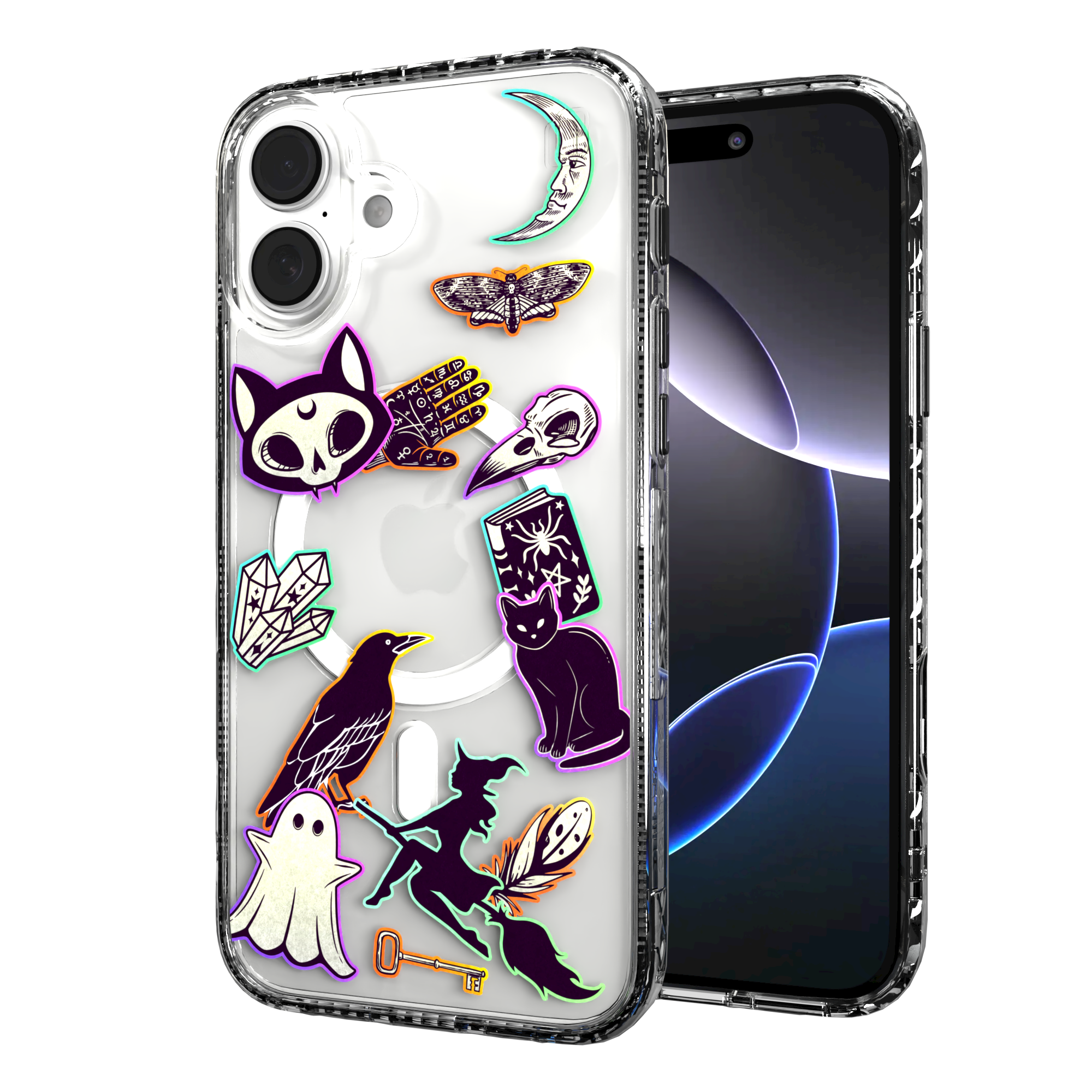 iPhone 16 Series | MagSafe | Halloween Case | Witchy Stickers Witchy Stickers / iPhone 16 Plus / Clear