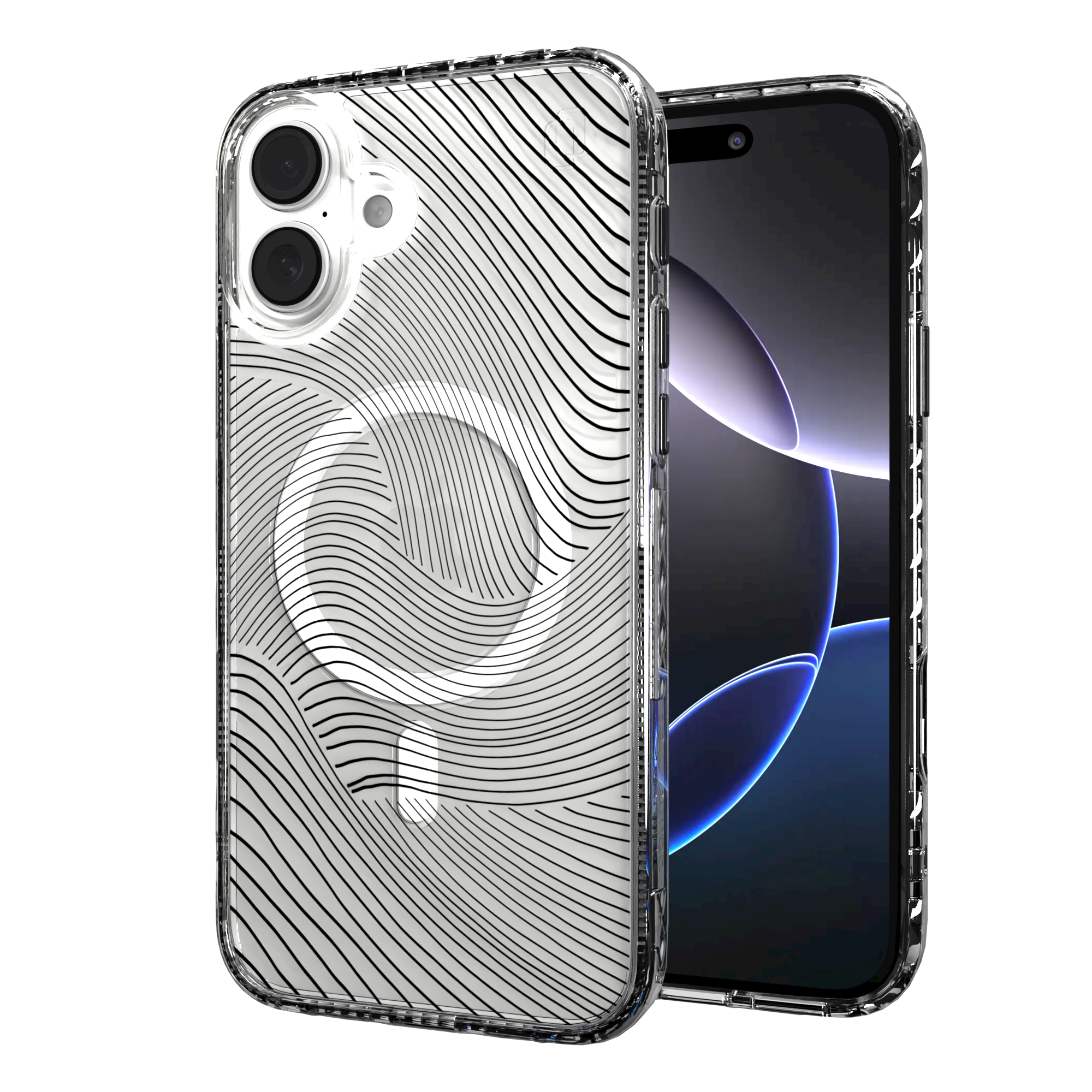 iPhone 16 Series | MagSafe | Abstract Art Case | Retro Clear Waves Retro Clear / iPhone 16 Plus / Clear