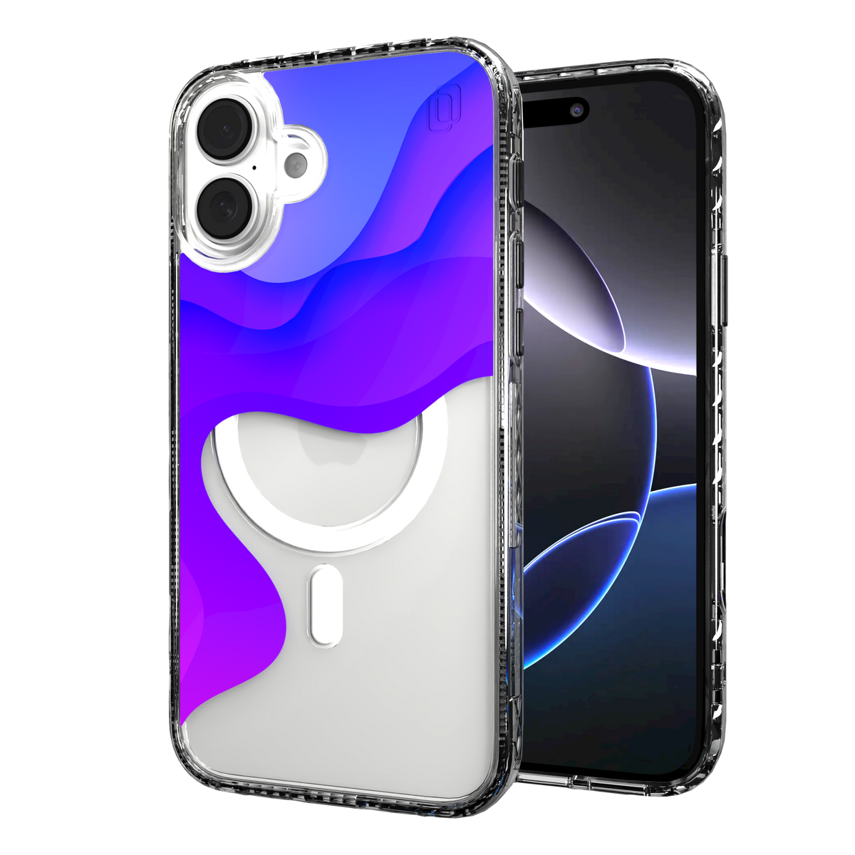 iPhone 16 Series | MagSafe | Abstract Art Case | Retro Purple Waves Retro Purple / iPhone 16 Plus / Clear
