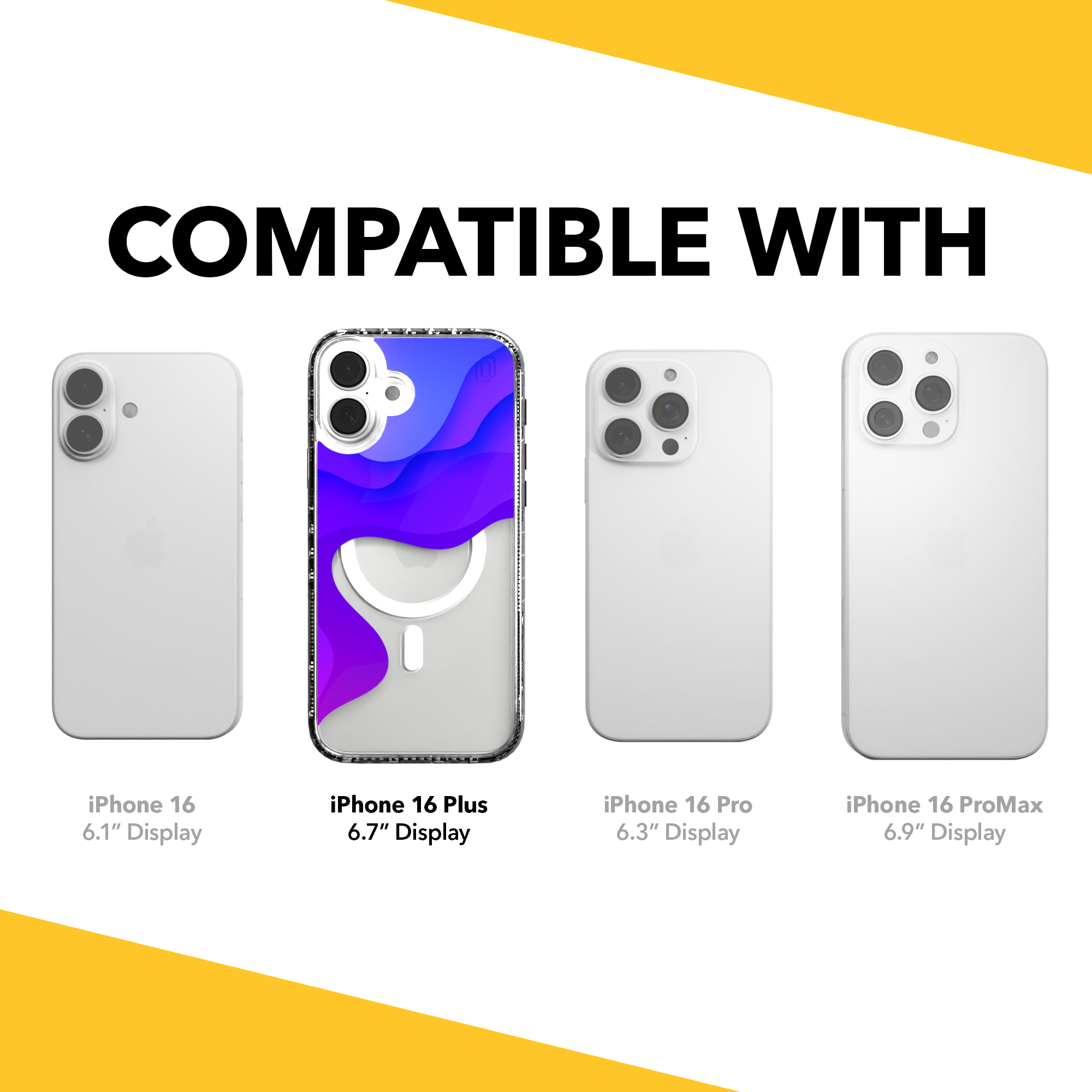 iPhone 16 Series | MagSafe | Abstract Art Case | Retro Purple Waves Retro Purple / iPhone 16 Plus / Clear