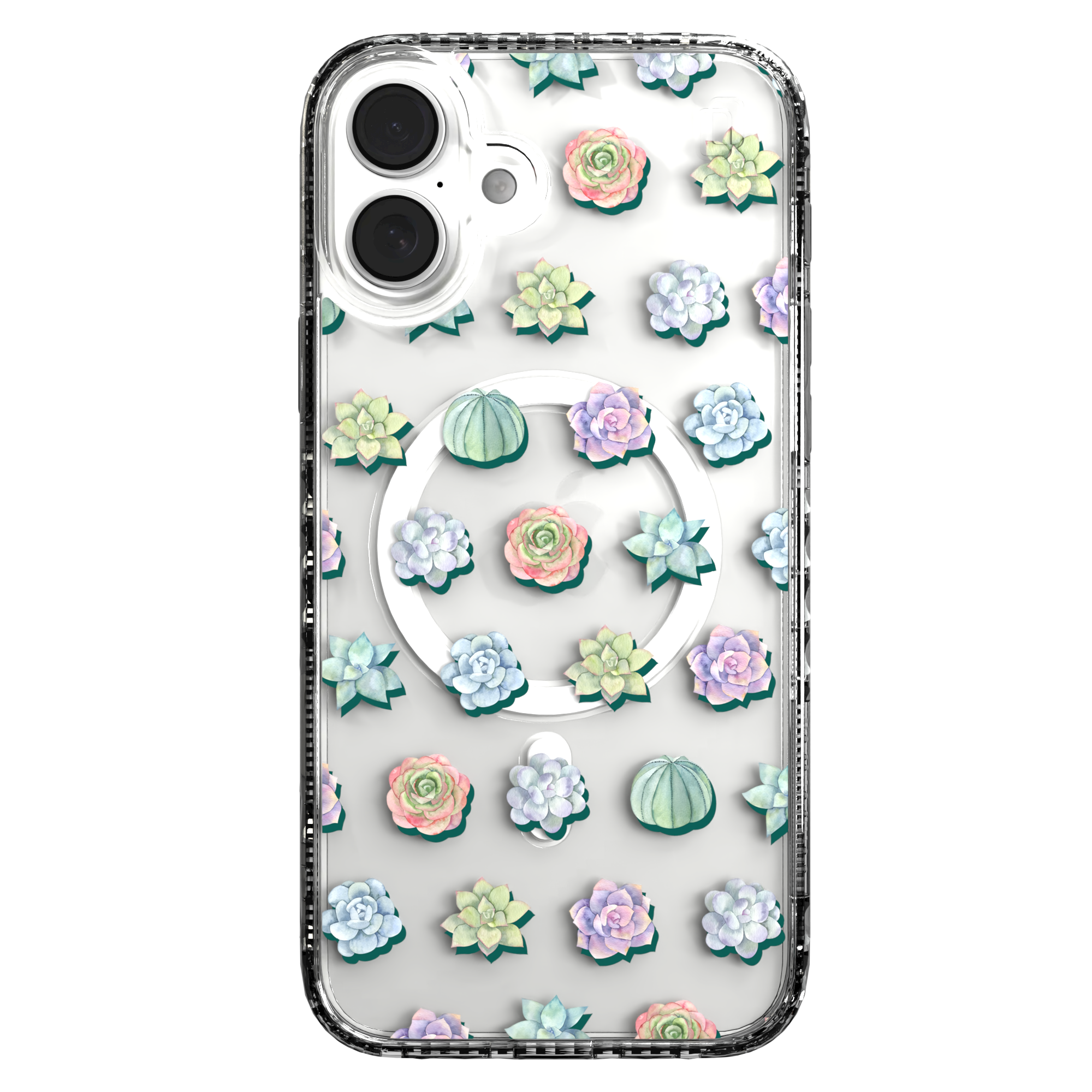 iPhone 16 Series | MagSafe | Nature Case Collection | Succulent Seamless Pattern Succulents / iPhone 16 Plus / Clear