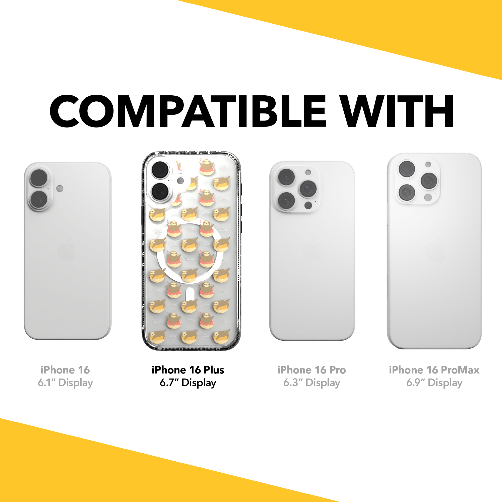 iPhone 16 Series | MagSafe | Sloth Case Collection | Dreamy Sloth Dreamy Sloth / iPhone 16 Plus / Clear