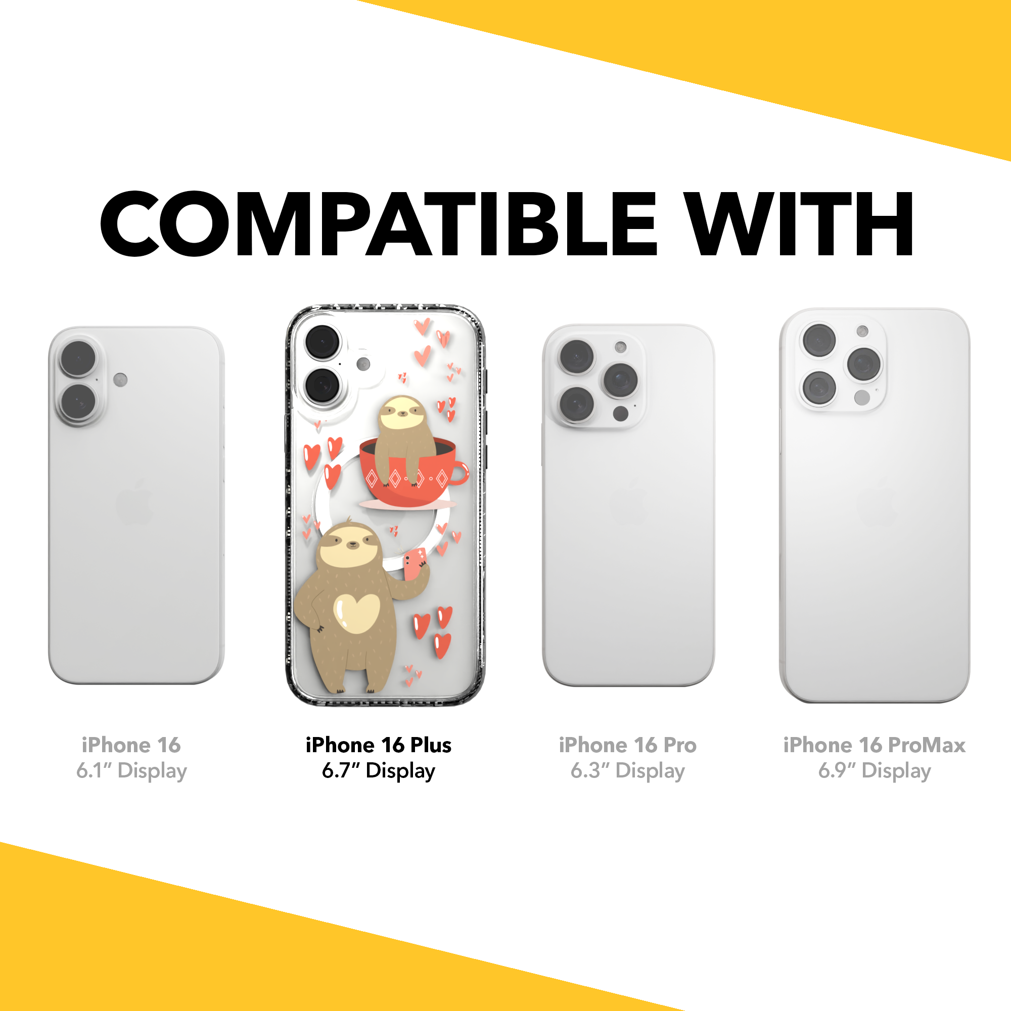 iPhone 16 Series | MagSafe | Sloth Case Collection | Sloths In Love Sloth Haven / iPhone 16 Plus / Clear