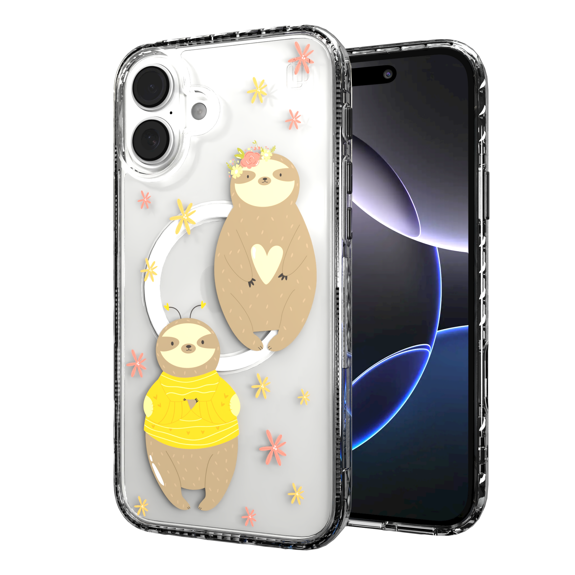 iPhone 16 Series | MagSafe | Sloth Case Collection | Lazy Sloths Lazy Sloth / iPhone 16 Plus / Clear