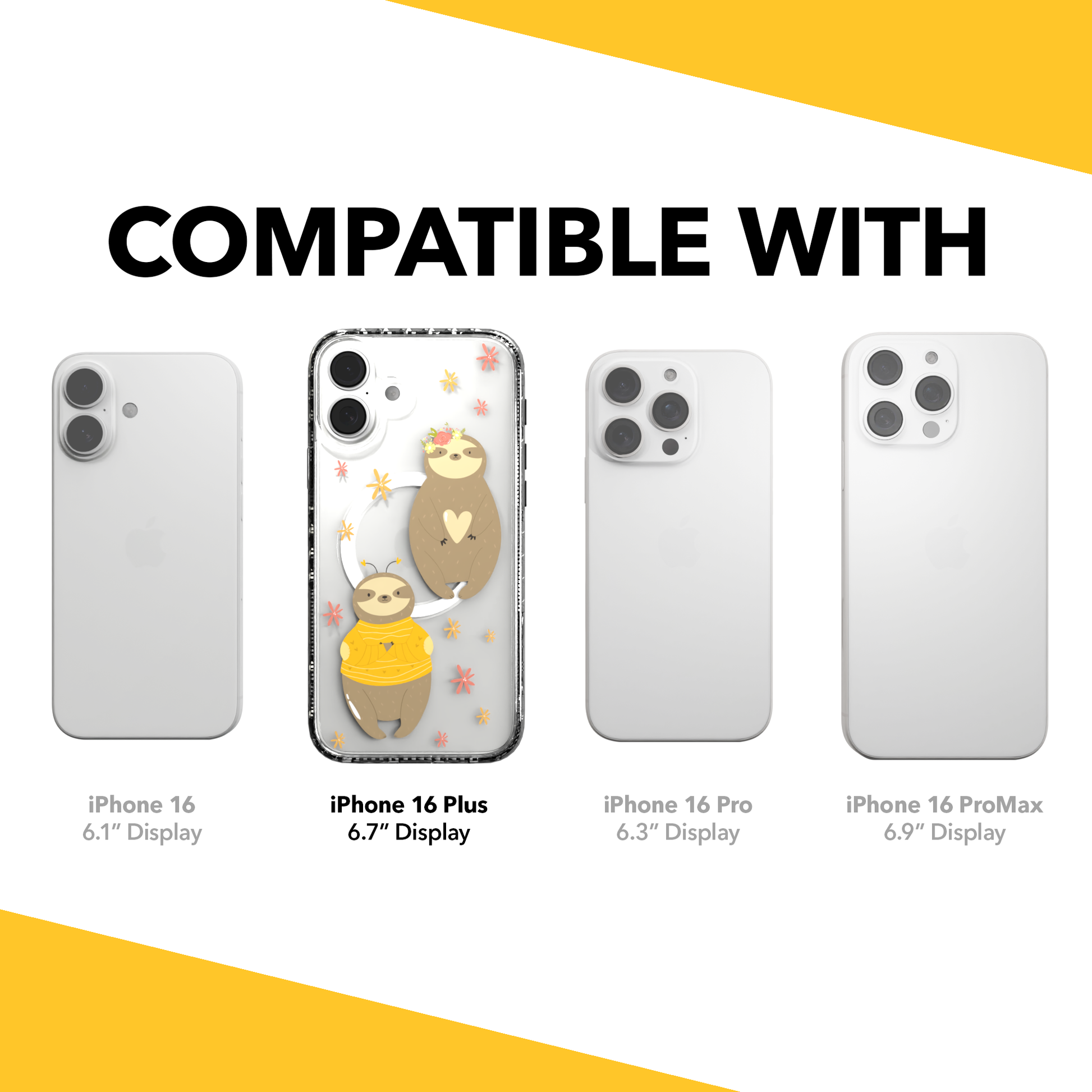 iPhone 16 Series | MagSafe | Sloth Case Collection | Lazy Sloths Lazy Sloth / iPhone 16 Plus / Clear