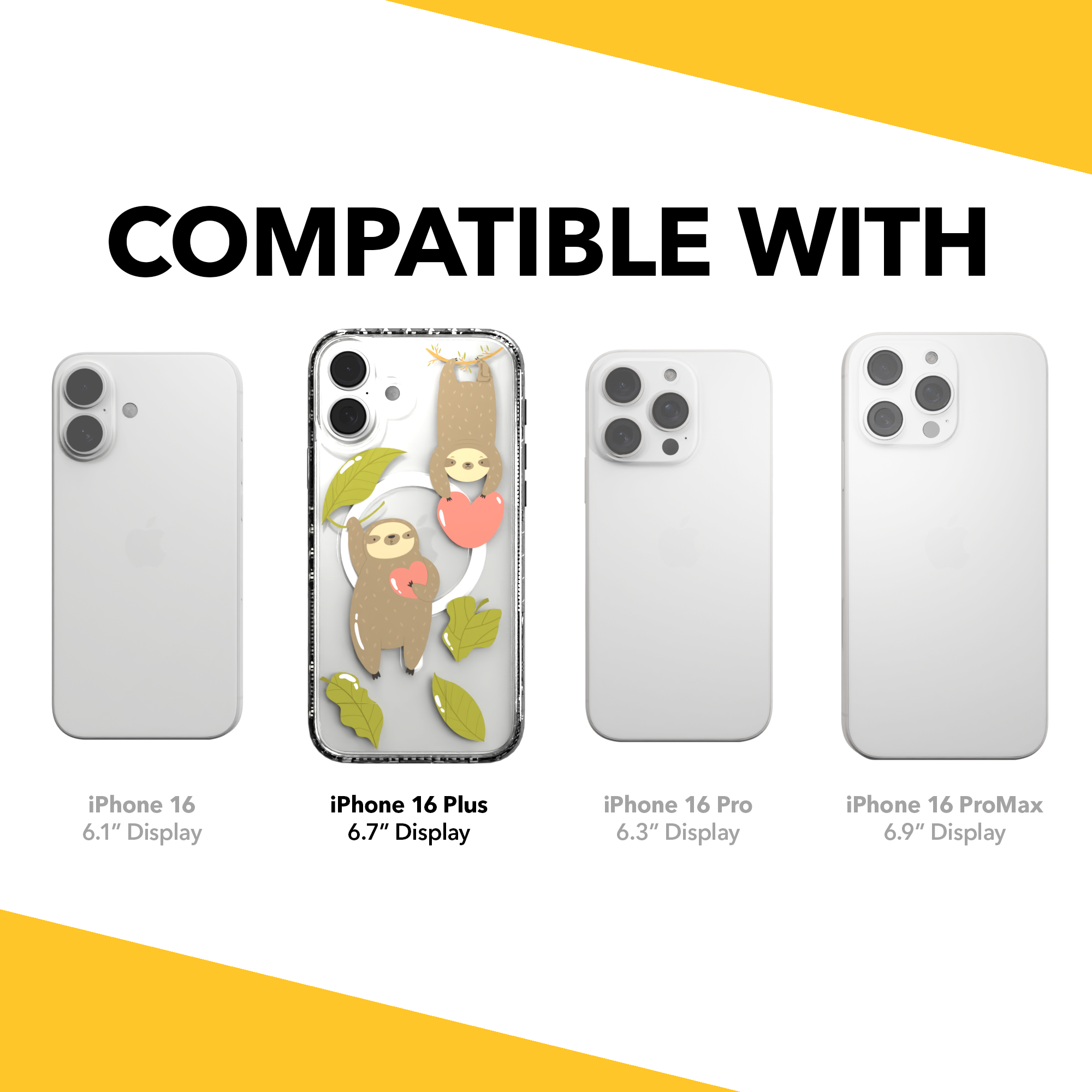 iPhone 16 Series | MagSafe | Sloth Case Collection | Slothy Vibes Slothy Vibes / iPhone 16 Plus / Clear