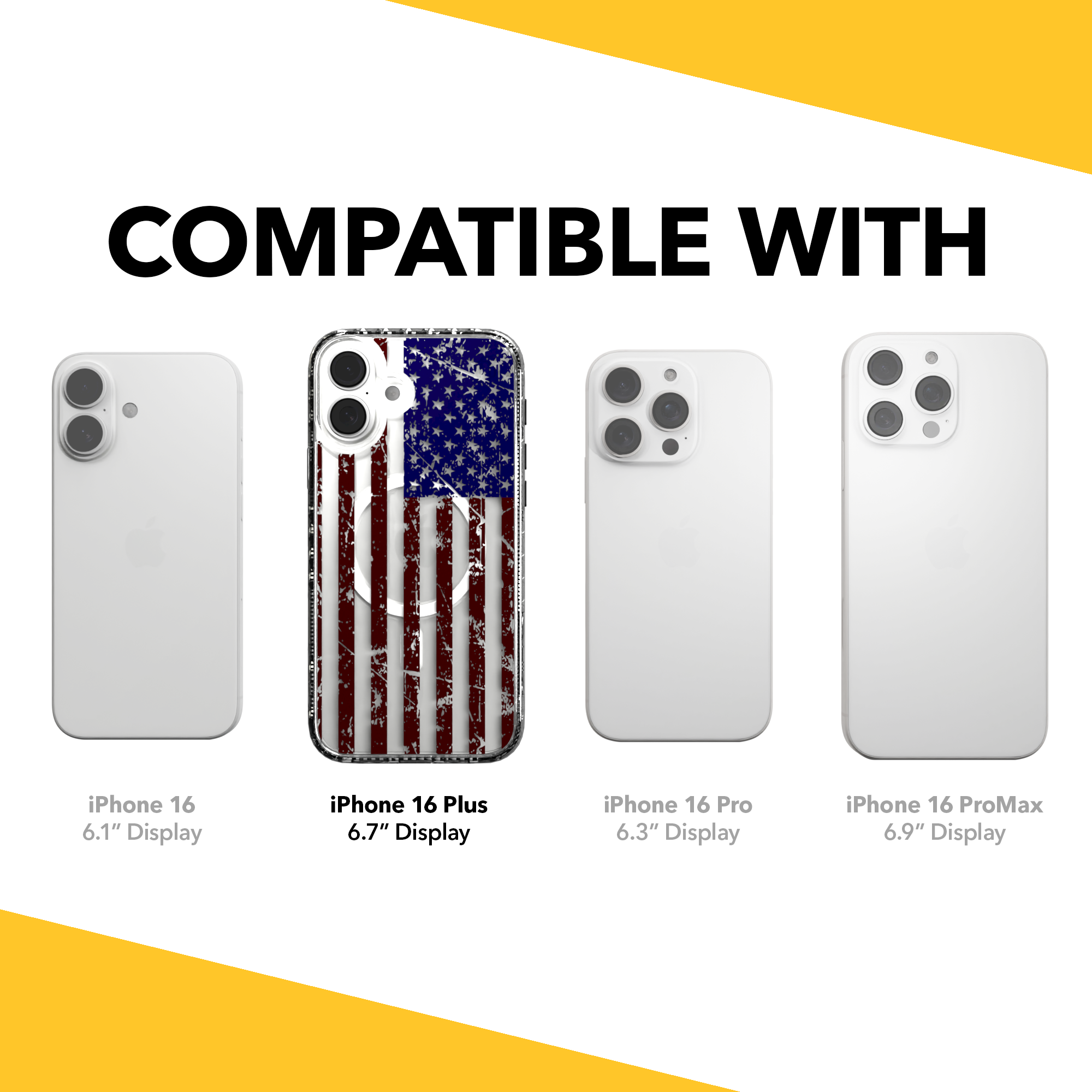 iPhone 16 Series | MagSafe | Red, White & Blue Case Collection | Old Glory Weathered American Flag Old Glory / iPhone 16 Plus / Clear