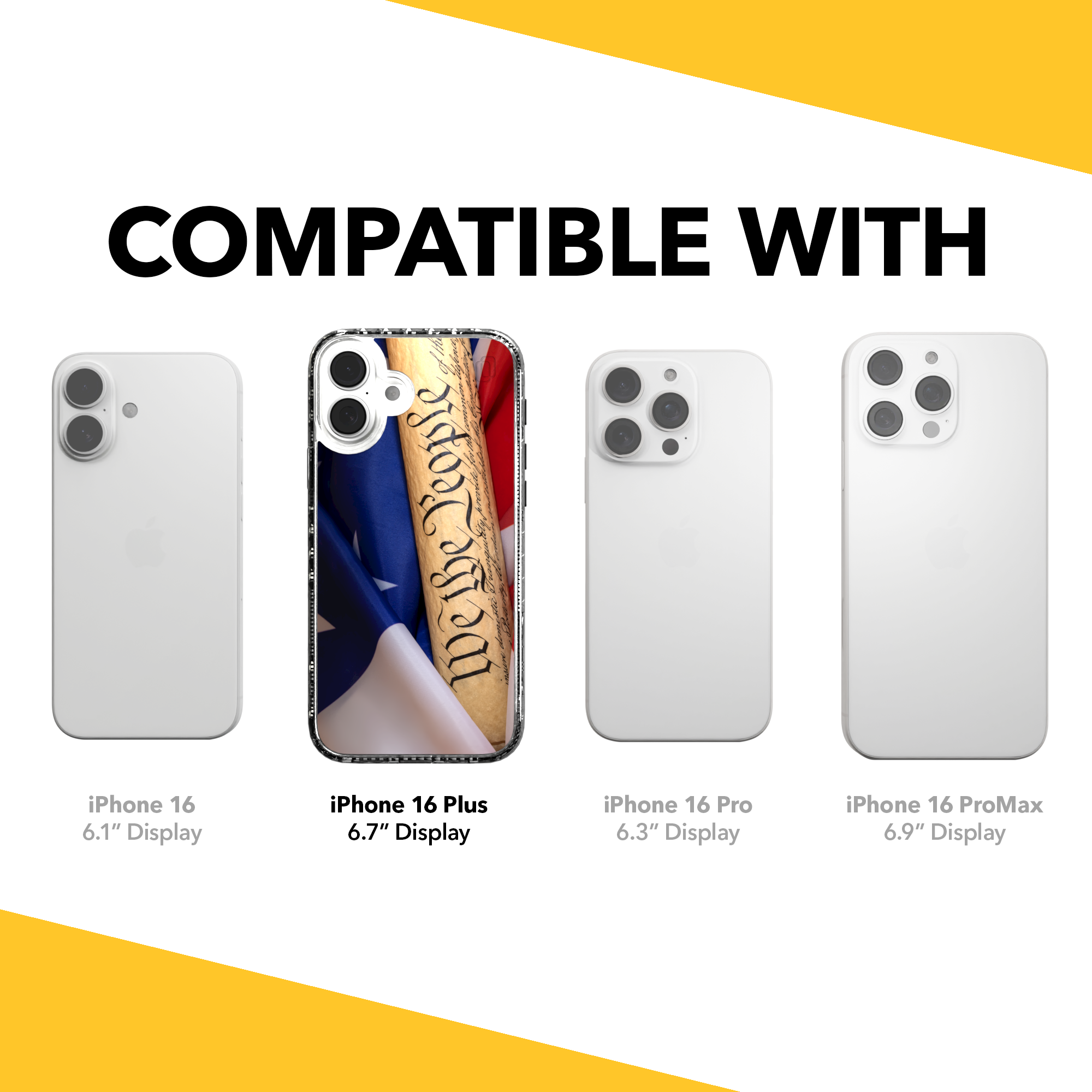 iPhone 16 Series | MagSafe | Red, White & Blue Case Collection | We The People American Flag United We Stand / iPhone 16 Plus / Clear