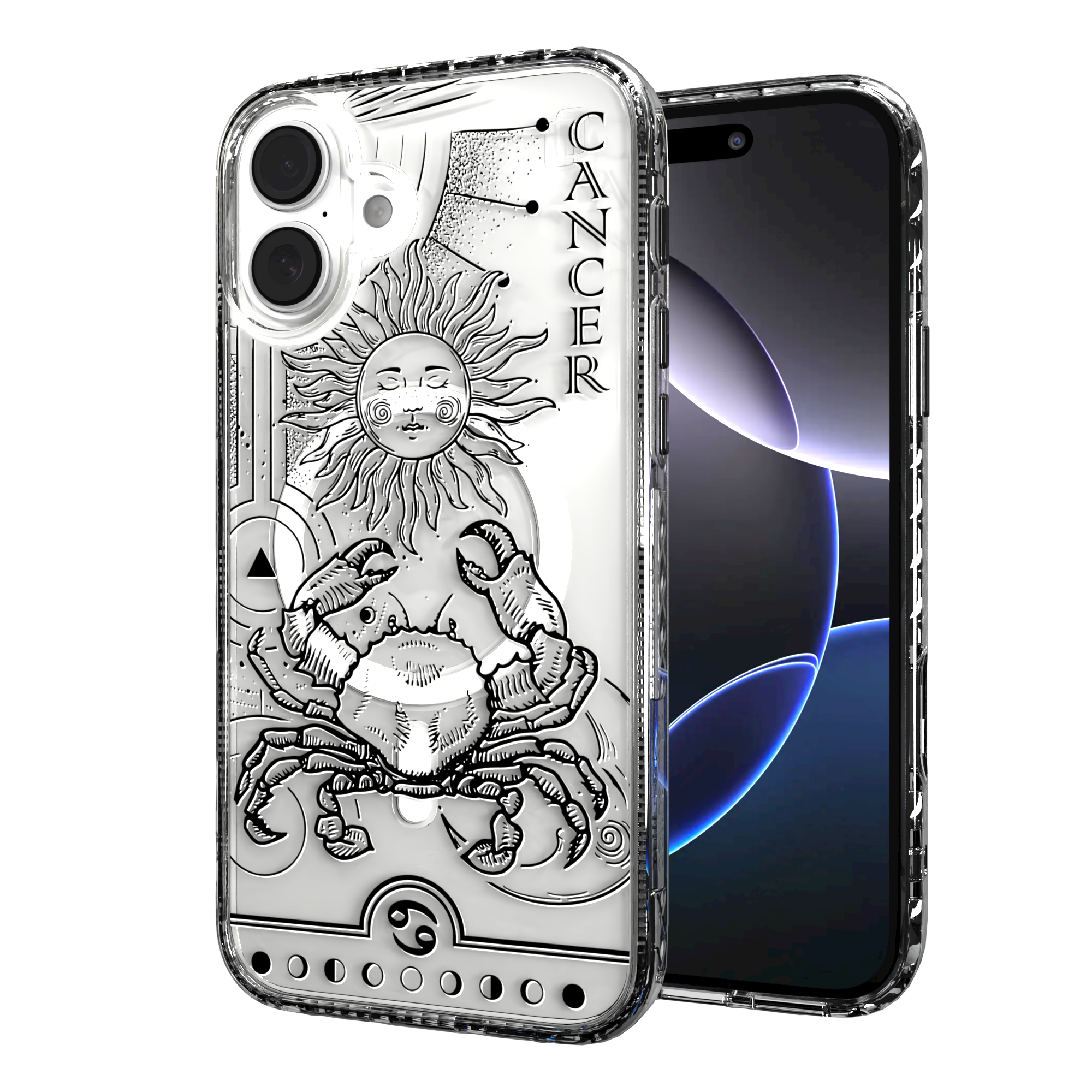 iPhone 16 Series | MagSafe | Zodiac Collection | Cancer Cancer Black / iPhone 16 Plus / Clear