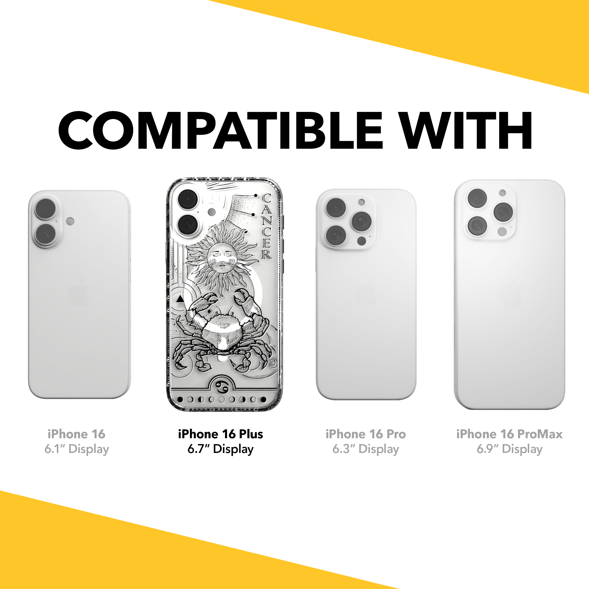 iPhone 16 Series | MagSafe | Zodiac Collection | Cancer Cancer Black / iPhone 16 Plus / Clear