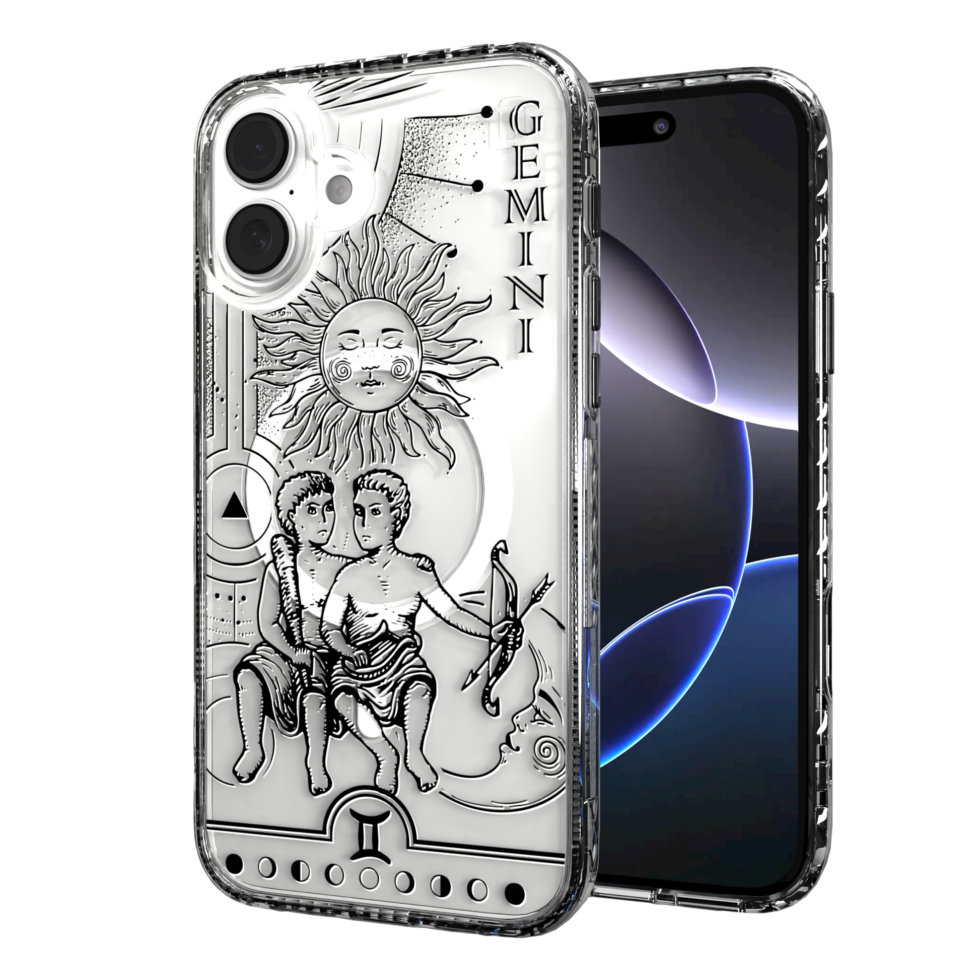 iPhone 16 Series | MagSafe | Zodiac Collection | Gemini Gemini Black / iPhone 16 Plus / Clear