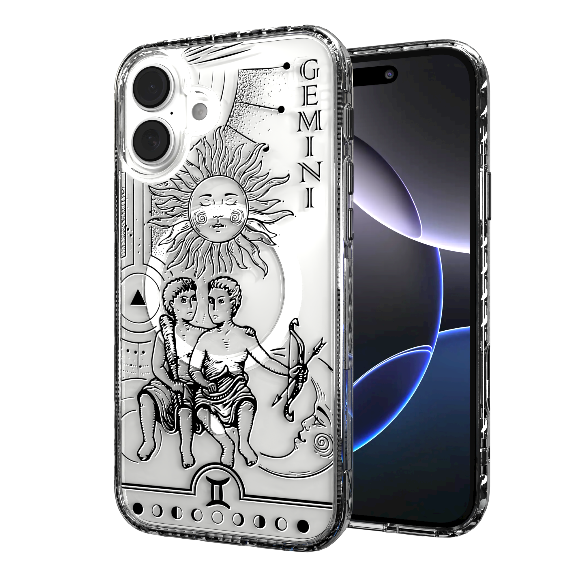 iPhone 16 Series | MagSafe | Zodiac Collection | Gemini Gemini Black / iPhone 16 Plus / Clear