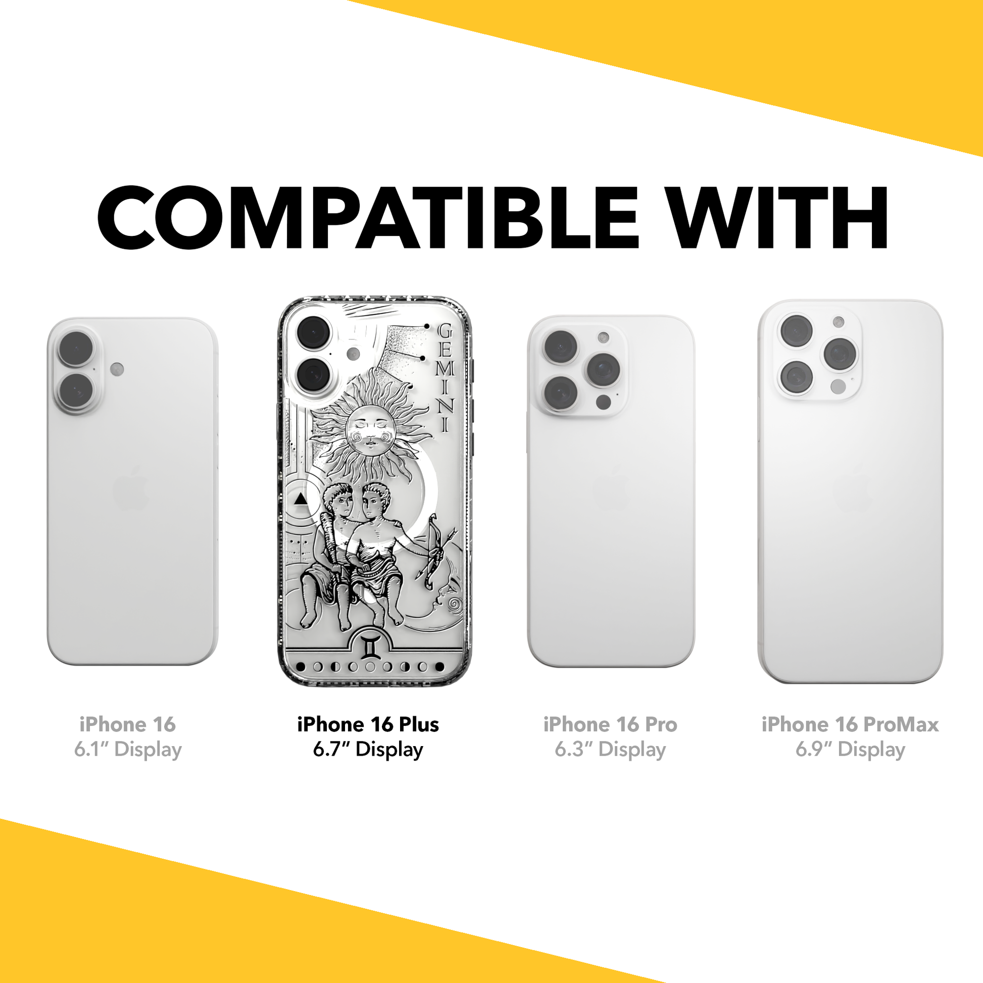 iPhone 16 Series | MagSafe | Zodiac Collection | Gemini Gemini Black / iPhone 16 Plus / Clear