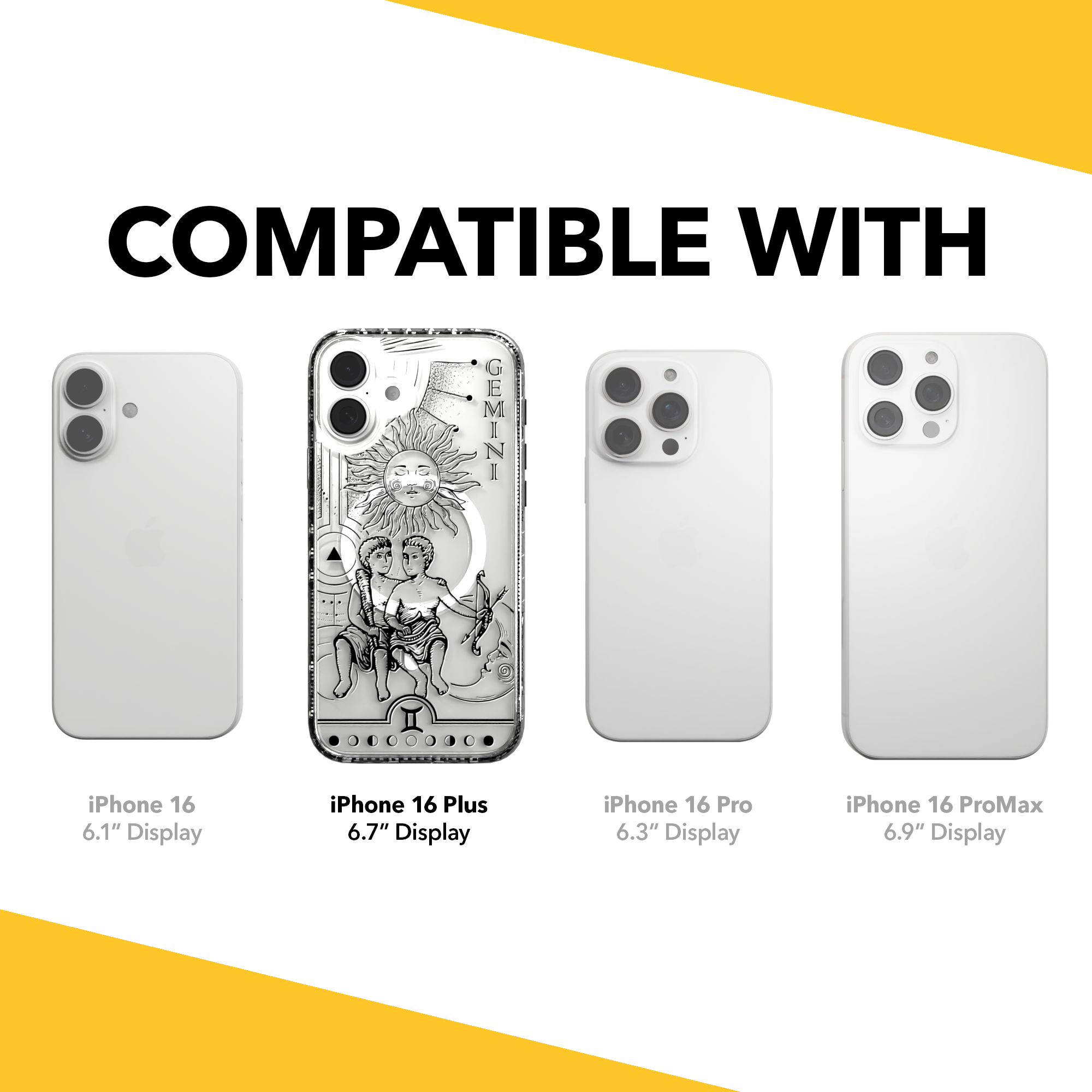 iPhone 16 Series | MagSafe | Zodiac Collection | Gemini Gemini Black / iPhone 16 Plus / Clear
