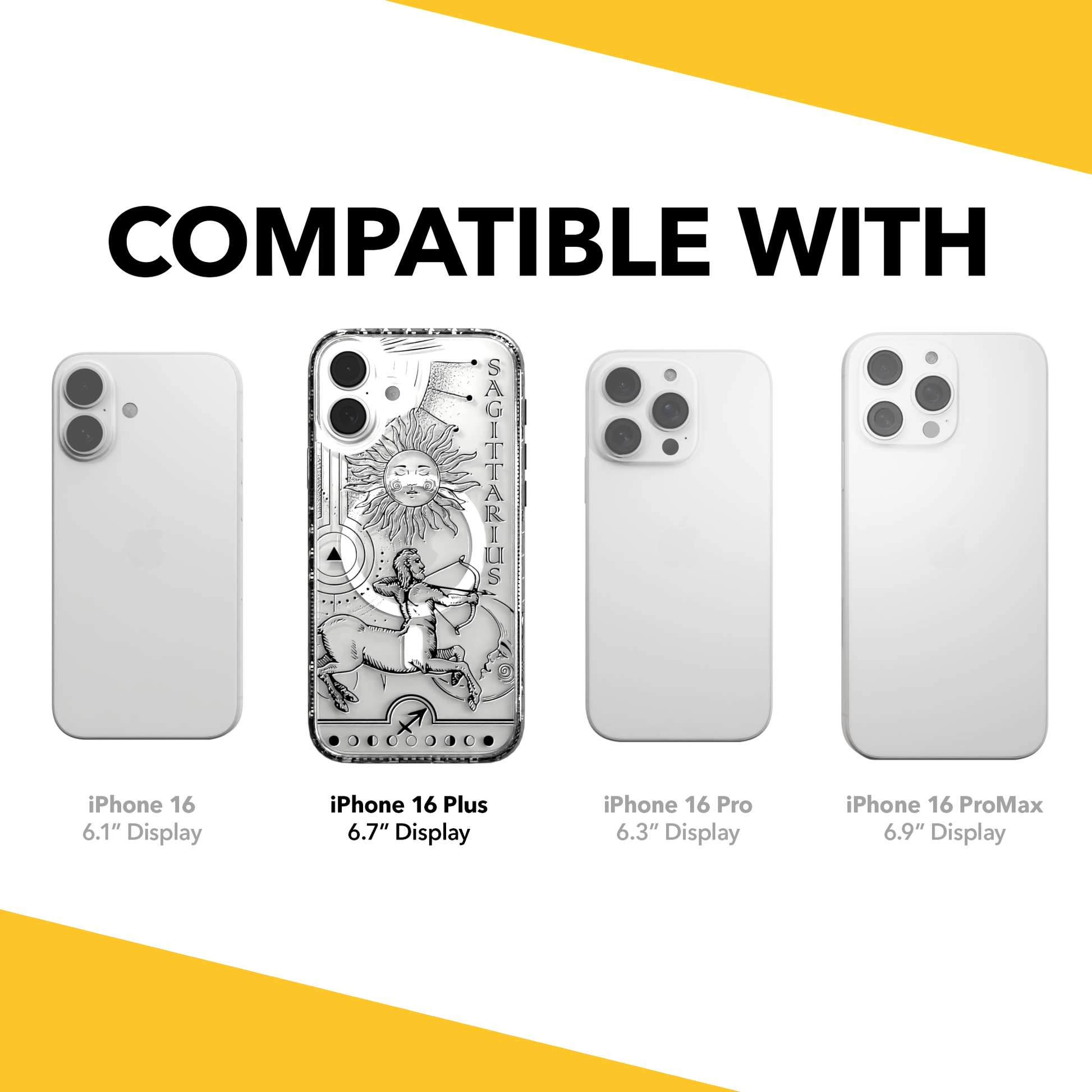 iPhone 16 Series | MagSafe | Zodiac Collection | Sagitarius Sagittarius Black / iPhone 16 Plus / Clear