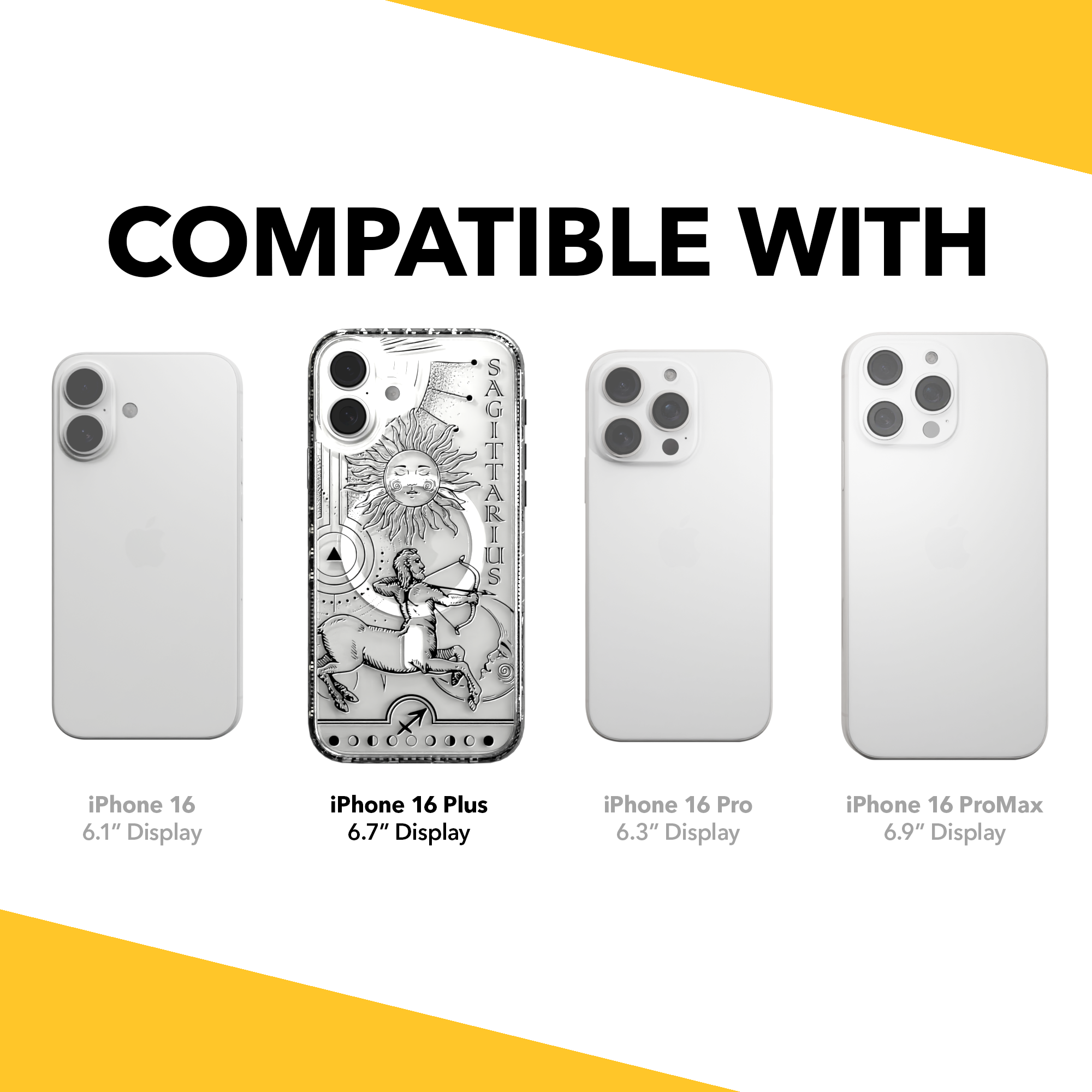 iPhone 16 Series | MagSafe | Zodiac Collection | Sagitarius Sagittarius Black / iPhone 16 Plus / Clear